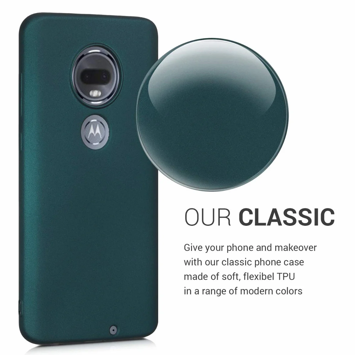 kwmobile Funda Motorola Moto G7 Moto G7 Plus Carcasa TPU Silicona Ultrafino Antigolpes Bordes elevados Carga inalámbrica Metalizado