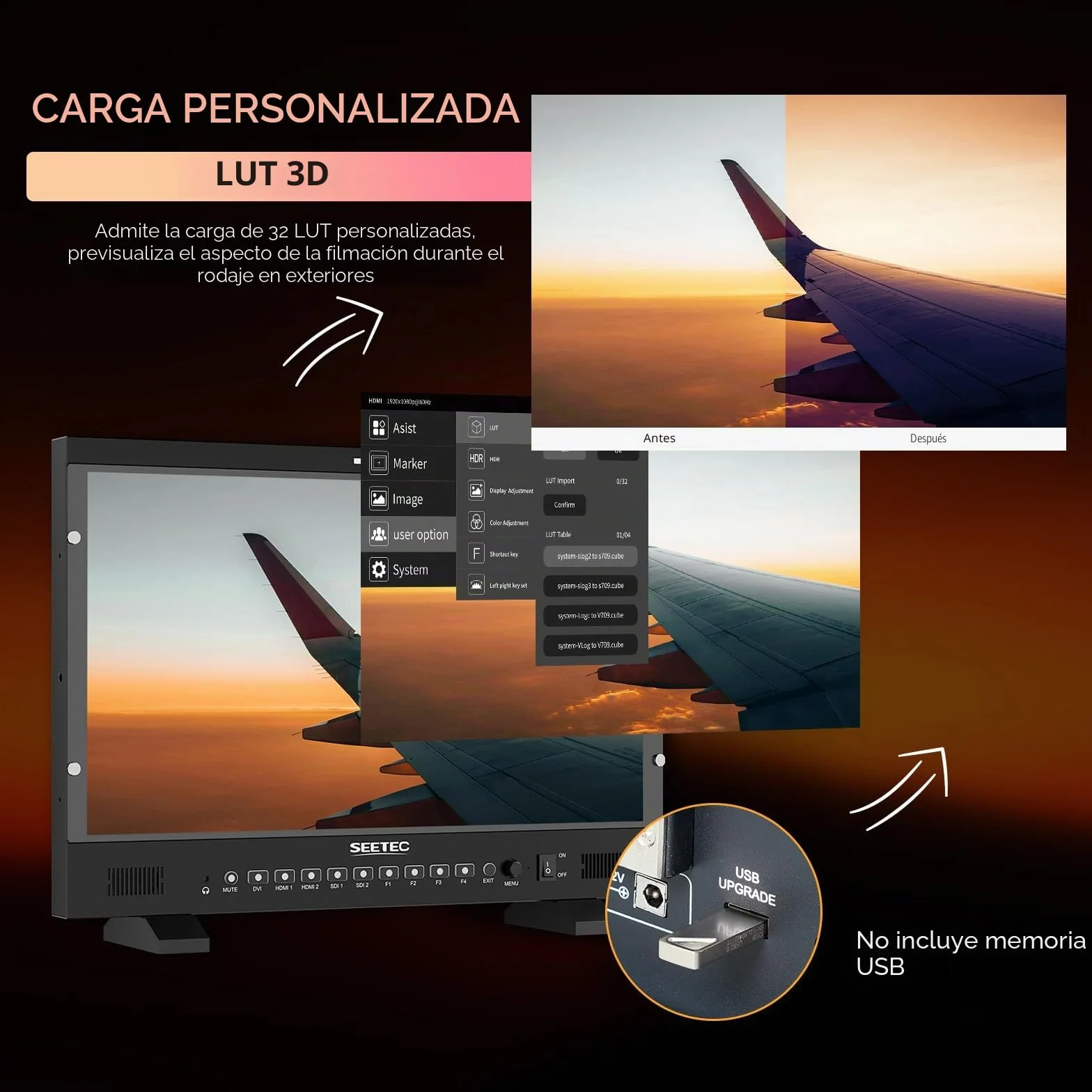 P215 Pro Monitor de producción Broadcast Director 1000nit de 21,5 Pulgadas con HDR de Forma de Onda LUT, Salida de Entrada HDMI 3G-SDI, Soporte HDMI 4K 60