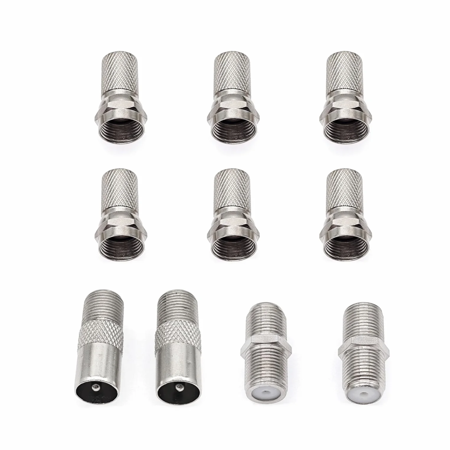 JZK 10X F Conectores, cable coaxial RG6 antena con microtornillo giratorio, conector tipo F, adaptador extensión coaxial para antena de TV, decodificador satélite, módem, cable antena