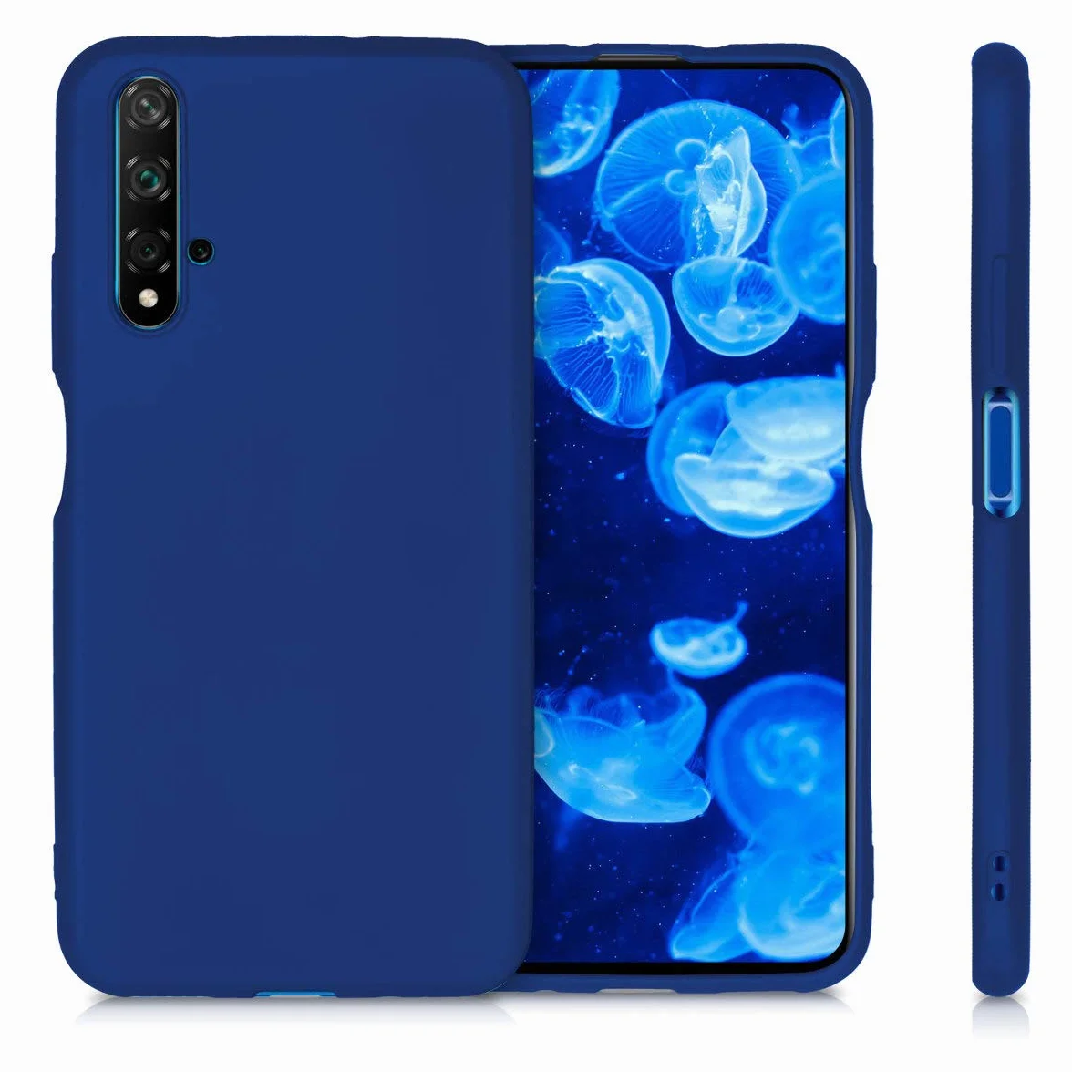 kwmobile Funda para Huawei Nova 5T Carcasa TPU y Silicona Ultrafino Antigolpes Azul Metalizado