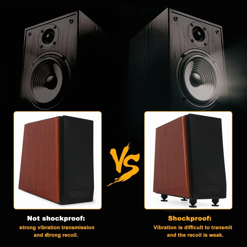 Juego de 8 Clavijas para Altavoces, Patas de Aleación de Aluminio, Soporte con Absorción de Golpes para Alta Fidelidad, Reproductor de CD y DVD - Negro