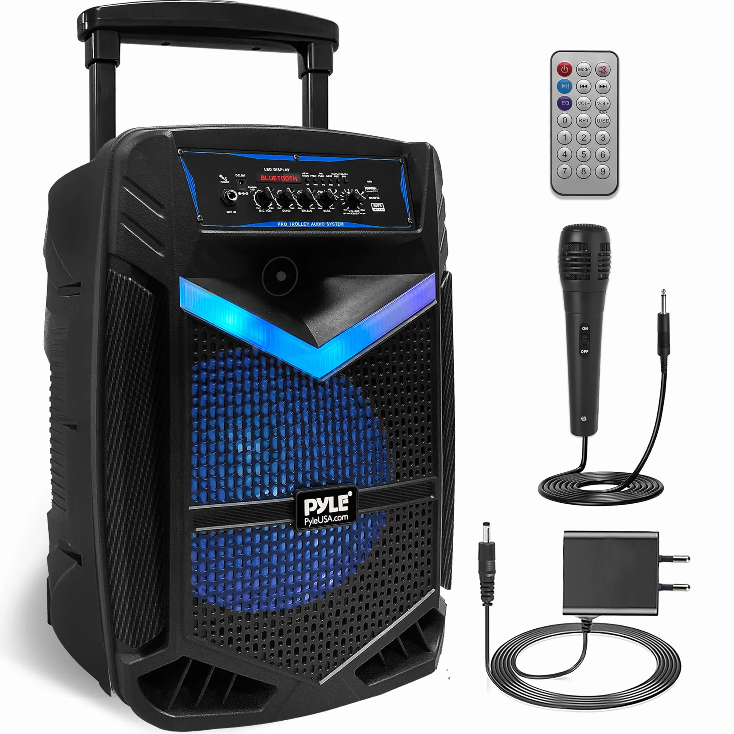 Pyle Sistema de Altavoces PA 1200W Bluetooth Portátil Subwoofer 15" Tweeter 1" Negro