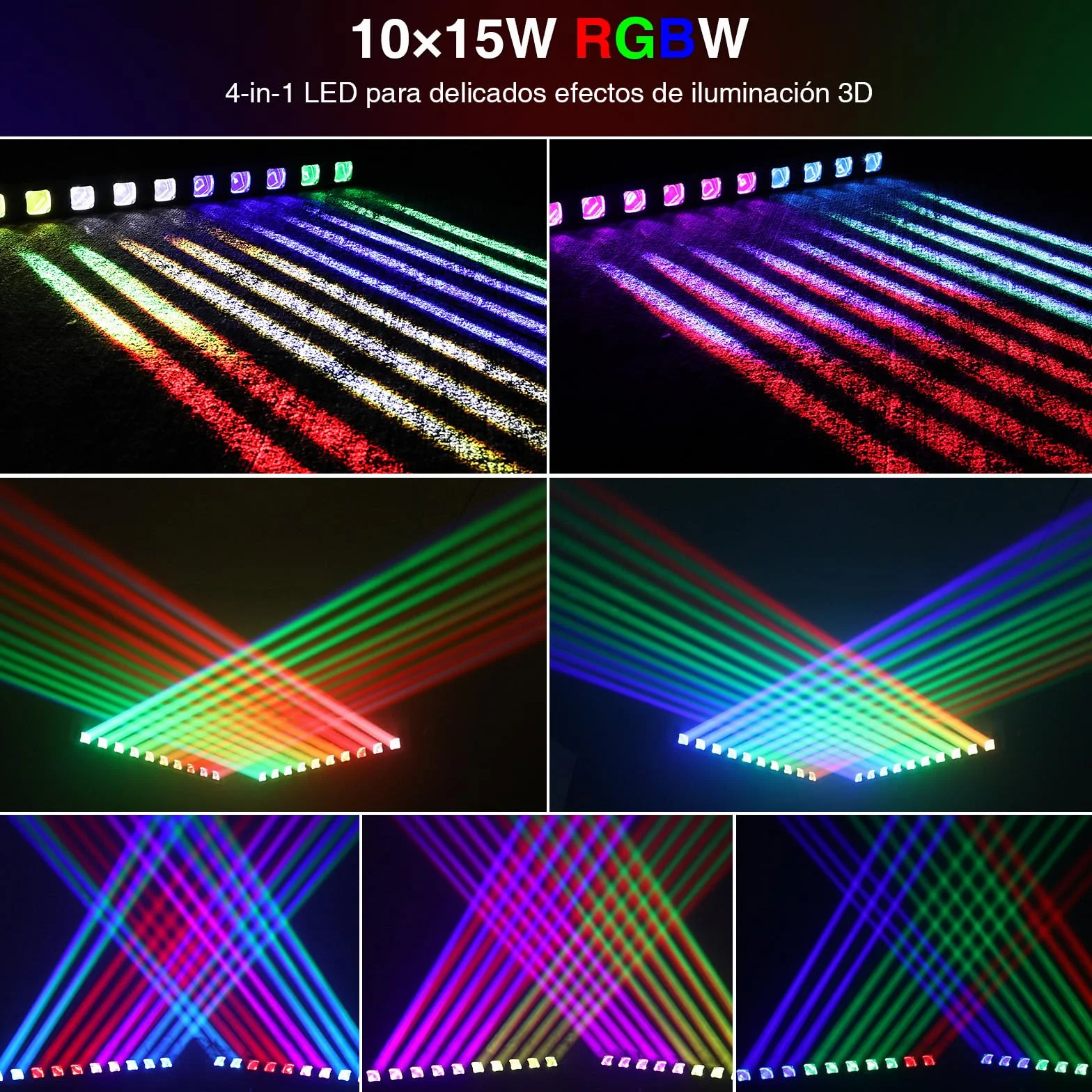 BETOPPER 10x15W RGBW LED Cabeza Movil Haz Wallwasher Luz, Luz de Escenario Efectos de Iluminación Estroboscopica para DJ, Bar, Fiesta, Teatro,Halloween, Navidad,Discoteca, Boda (1)