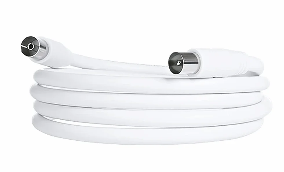 Cable de Antena Coaxial TV 2m 75 Ohmios Iec Macho Hembra Blindado DVB-T/T2 4K
