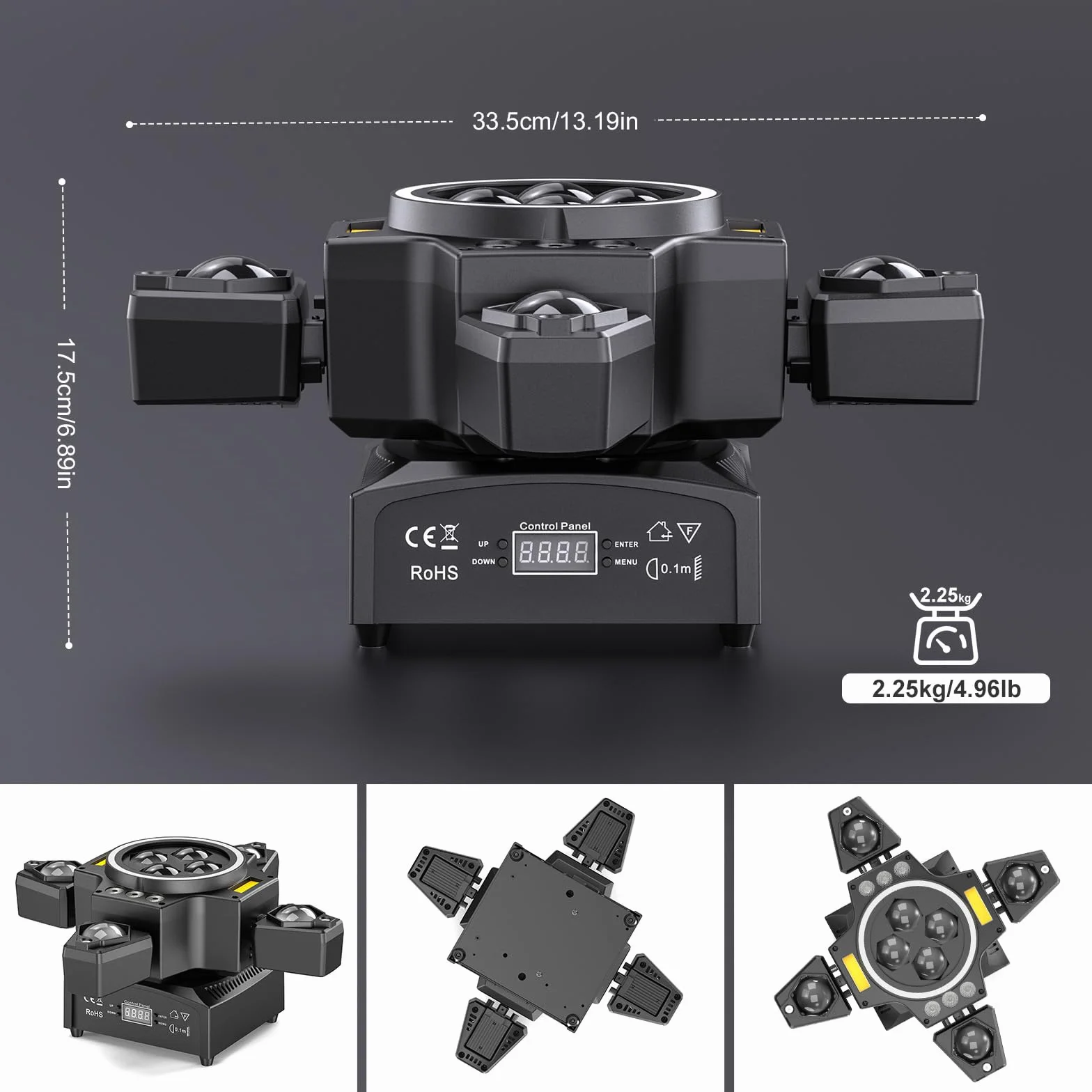 Cabeza Móvil LED 150W con control remoto RGBW Luz de Fiesta Gobos Luces Discoteca DMX Iluminación de Escenario para Bar DJ Disco Bodas Club Cumpleaños