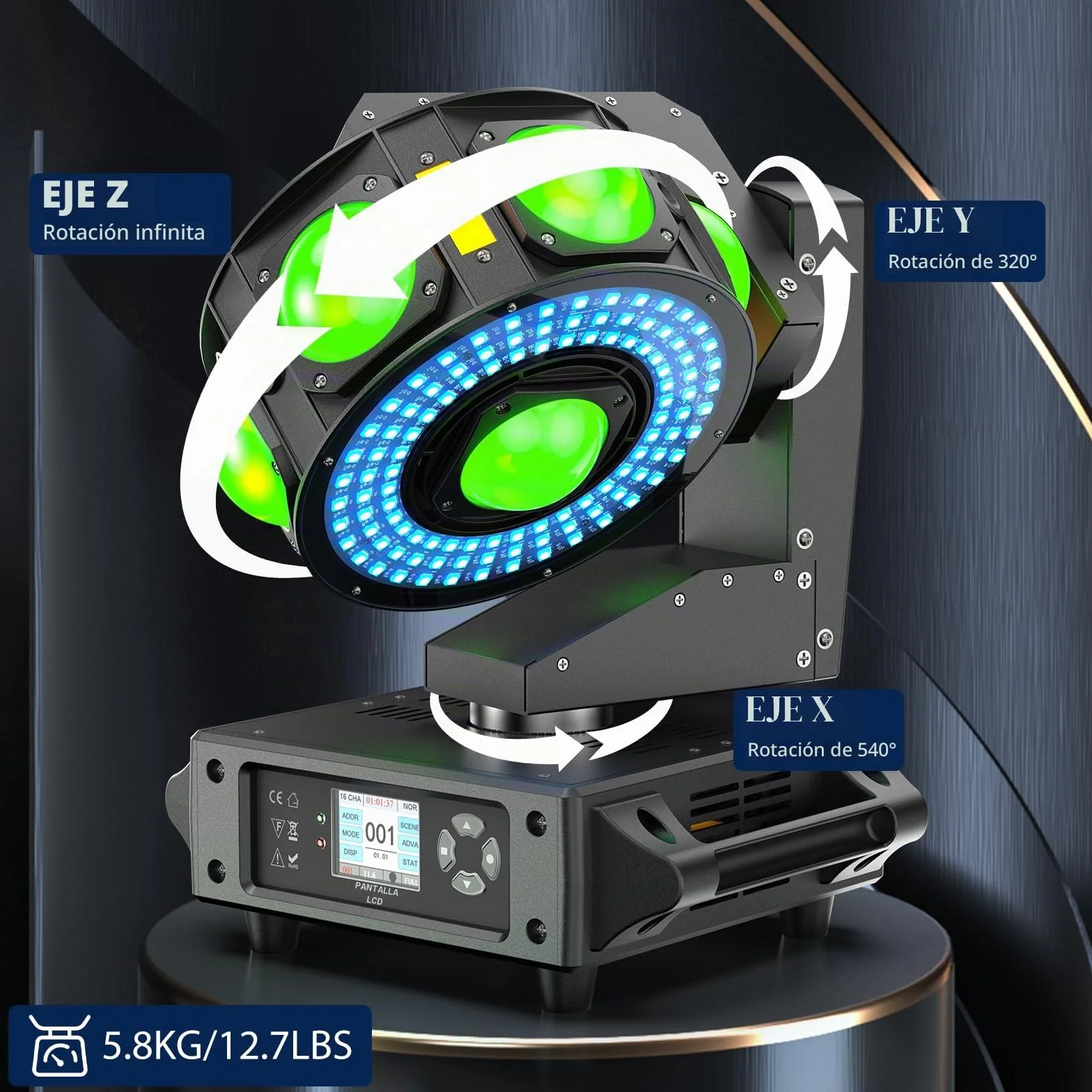 200W Cabeza Movil LED RGBW Beam Luz de Escenario Focos móviles para Disco Fiesta Casa Bar iluminación