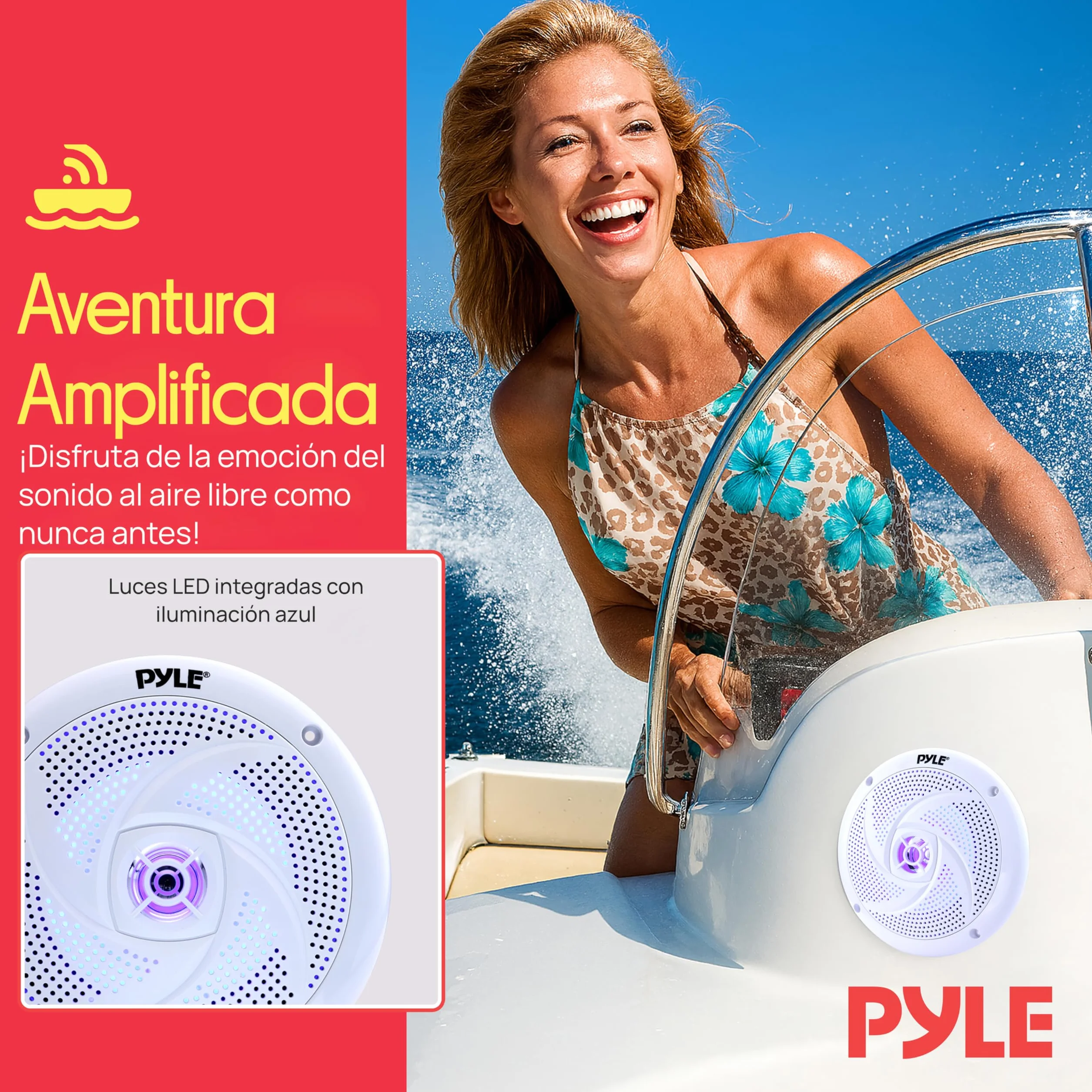 Pyle Altavoces Marinos, 4”, Resistente al Agua y a la Intemperie, Exteriores, 100V
