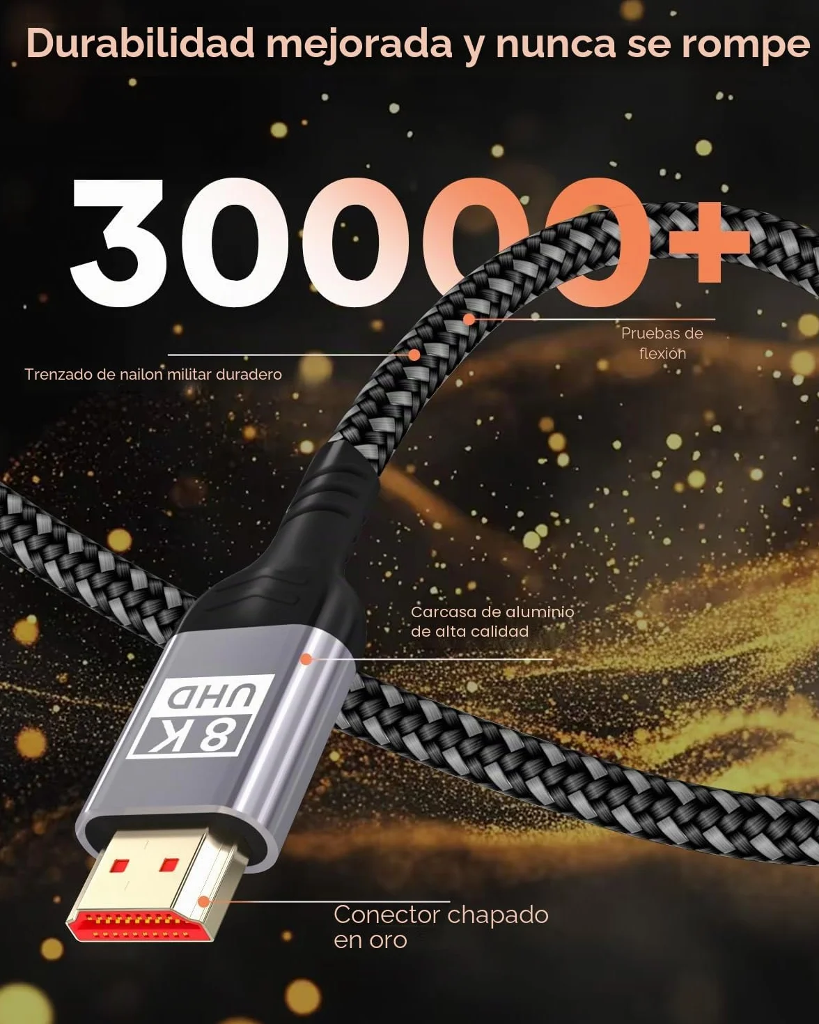 8K HDMI 2.1 Cable 5m 48Gbps 8K@60Hz 4K@144Hz eARC HDR10 HDCP 2.2 Dolby Atmos