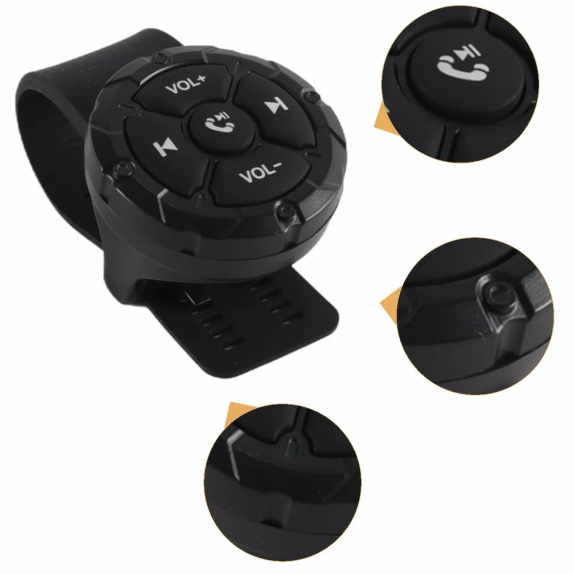 Control Remoto Inalámbrico Bluetooth con Botón Multimedia Impermeable para Volante de Moto, Bici y Coche