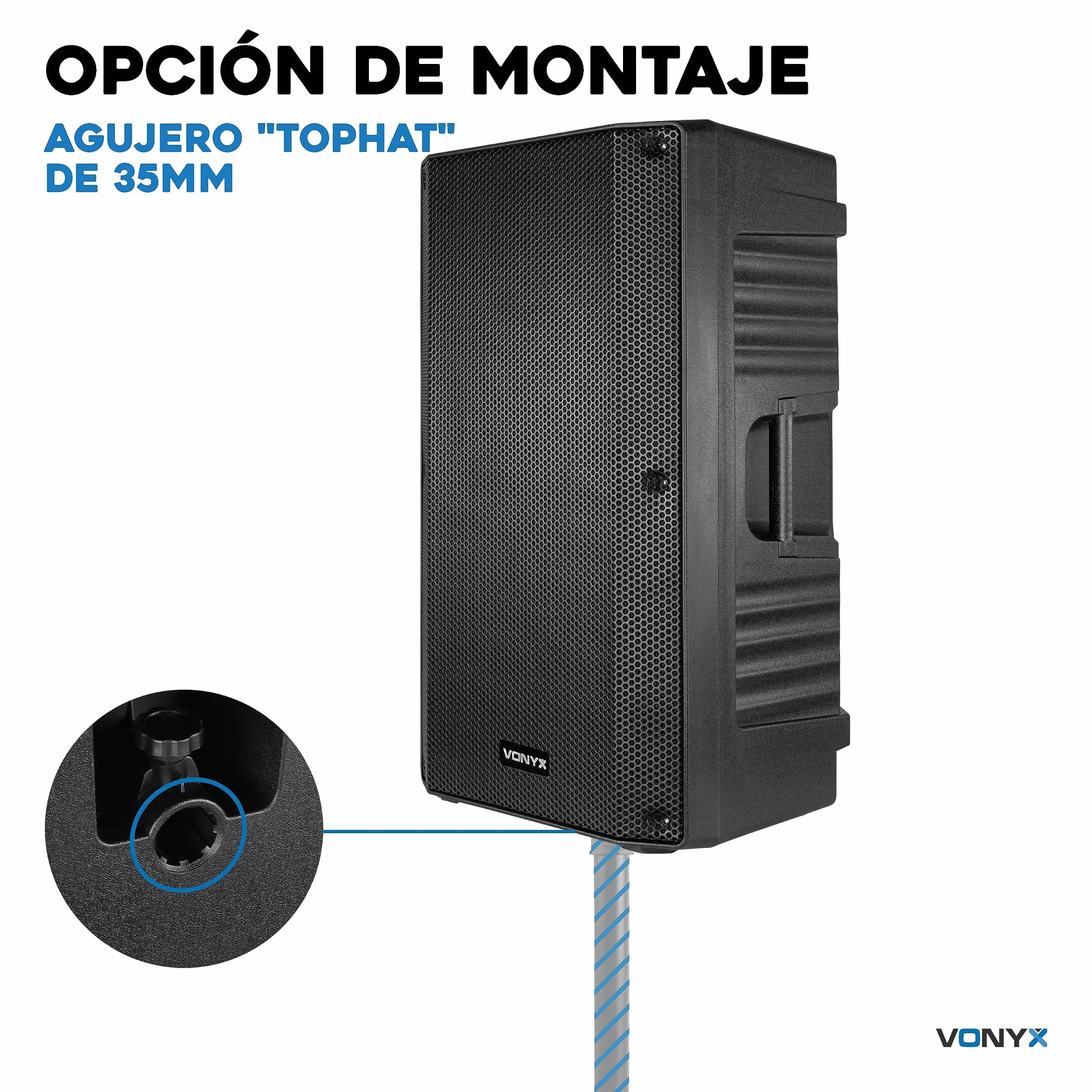 Vonyx VSA15BT Altavoz Activo portátil 1000w autoamplificados. Altavoz 15 Pulgadas Profesional con Bluetooth, Ecualizador, Entrada de Guitarra y Reproductor MP3