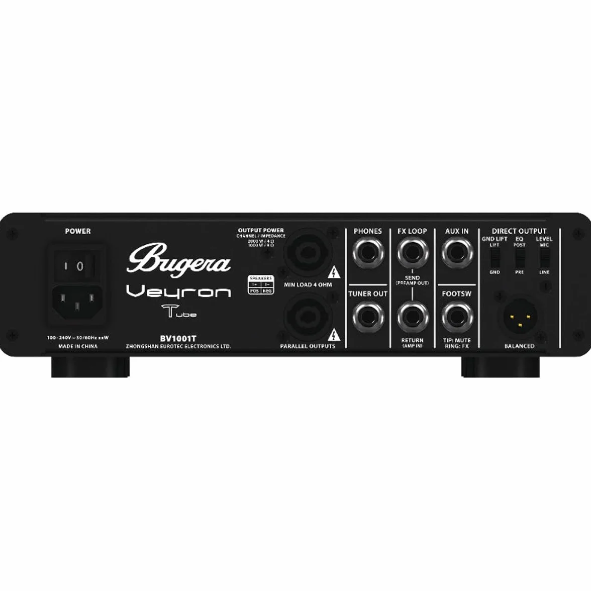 Bugera VEYRON TUBE BV1001T Amplificador de bajo ultracompacto de 2000 W clase D con preamplificador de válvulas, compresor óptico y tecnología DYNAMIZER