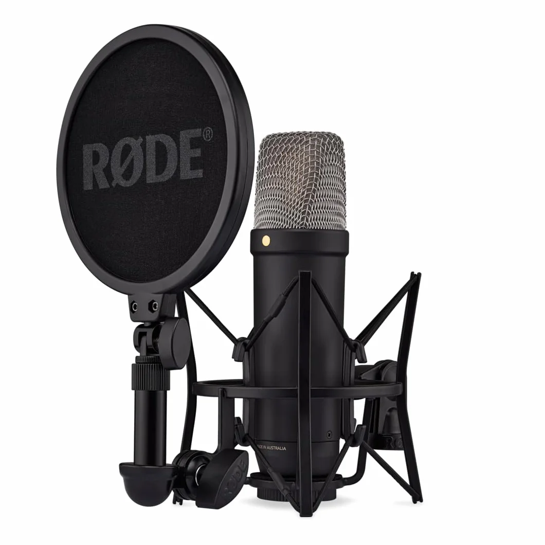 RØDE NT1 5a generación el micrófono con Condensador y Gran diafragma, Salidas XLR y USB, Soporte antivibraciones y Filtro antipop para grabación Vocal, producción Musical y de podcasts (Negro)