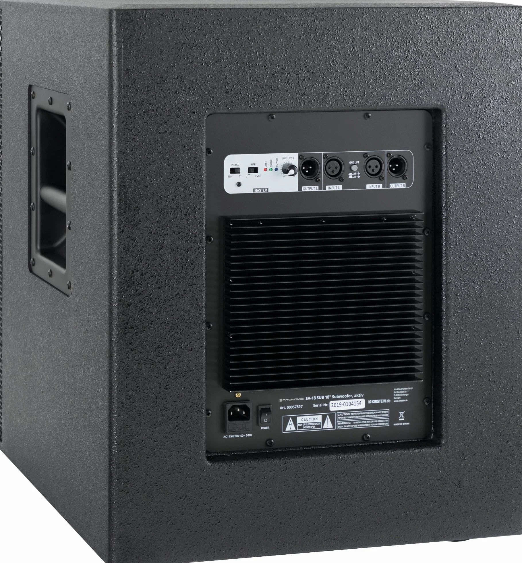 Pronomic SA-18 Sub Subwoofer Activo - 1x Altavoz de 18" con Aberturas bassreflex - 600 vatios Pico - SPL máx.: 126 dB - Brida de 35 mm - Negro