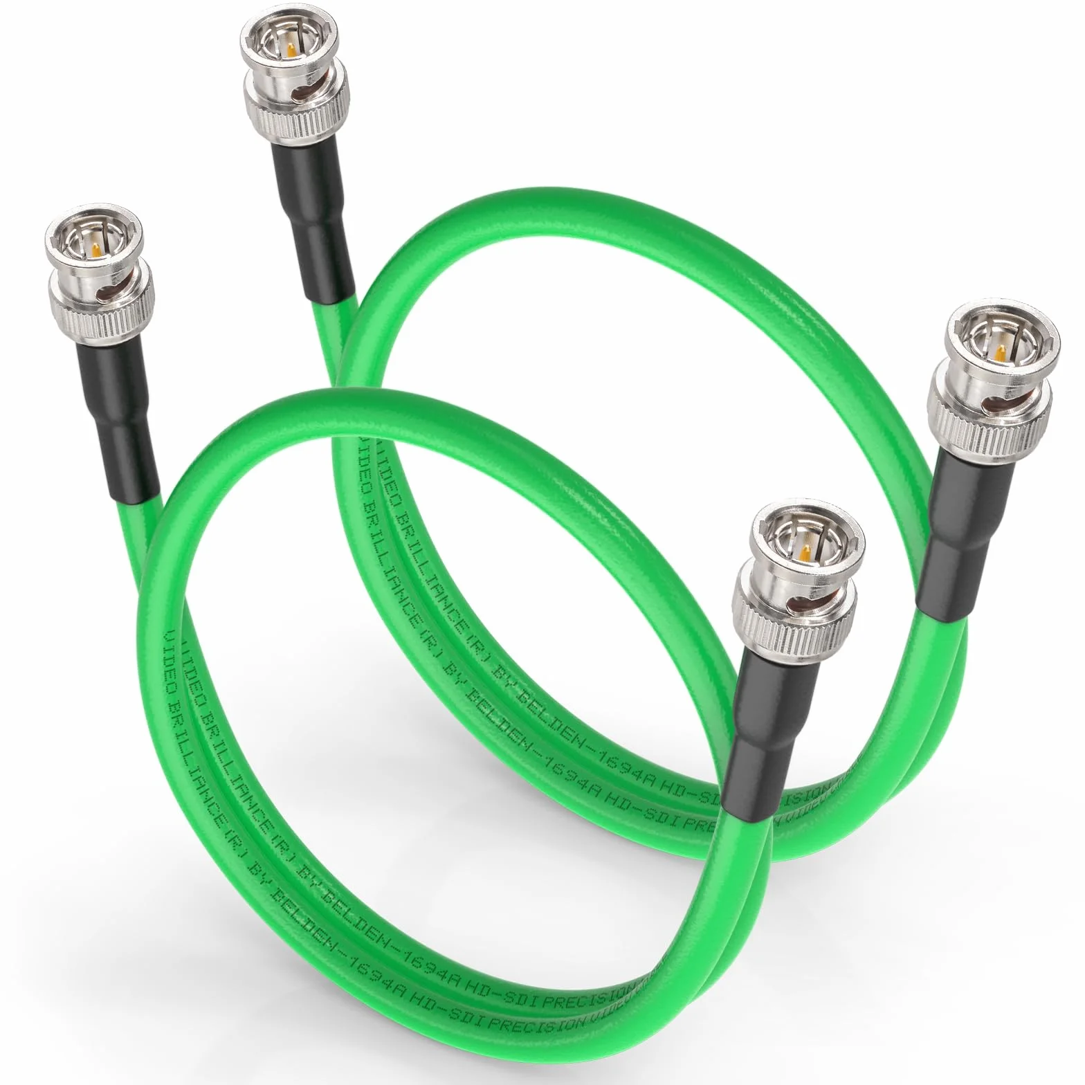 Superbat Cable SDI BNC 3G/6G/12G 60cm, Belden 1694A Verde 75ohm Macho a Macho, Cable Corto Latiguillo para Cámara de Transmisión Videocámara Convertidor SDI Soporta 4K/8K/12G-SDI (Dual Link) 2Piezas