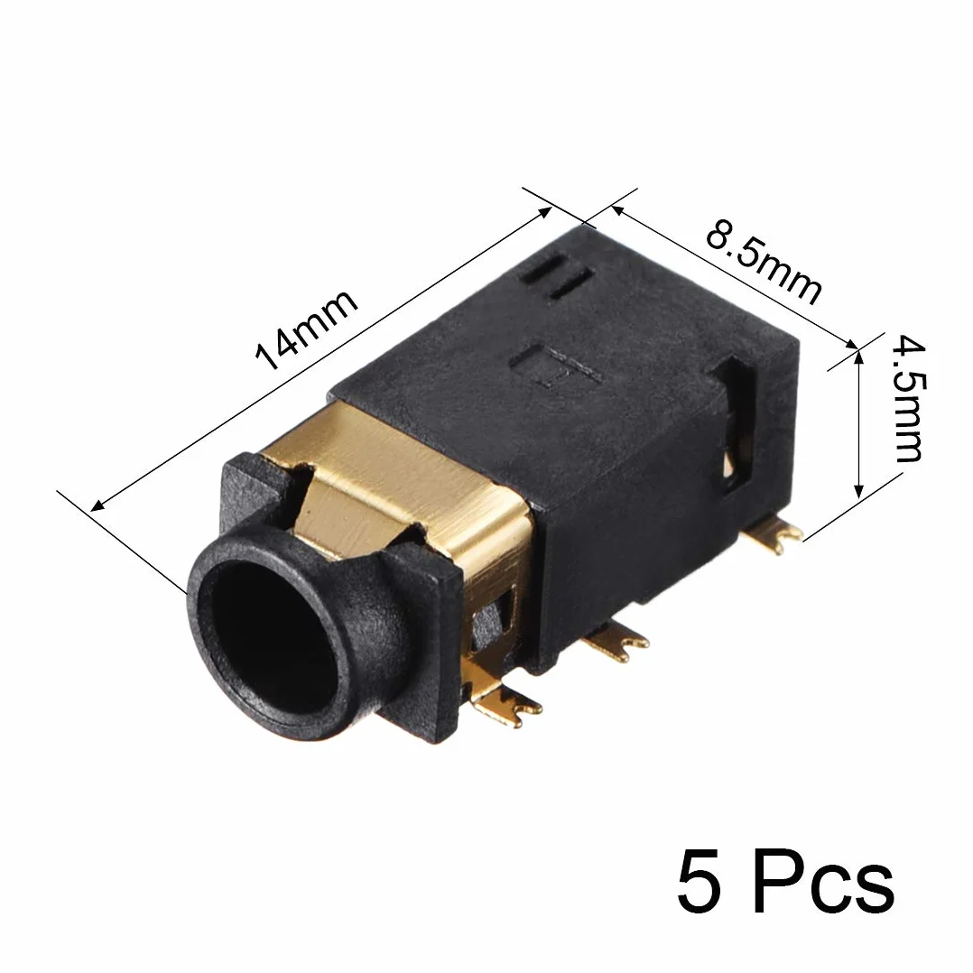 sourcing map Conector de Conector de Audio de 3,5 mm Conector PCB Hembra Hembra 6 Pin pj-311d / pj-342b 5pcs