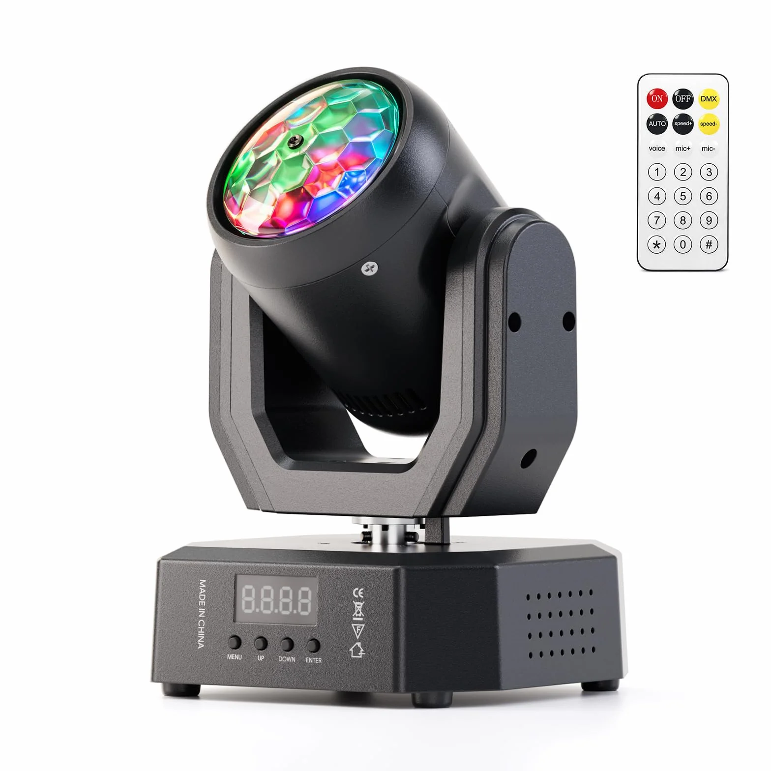 Cabeza Móvil LED 30W,DMX512 RGW Efectos de Iluminación,5 Modos de Control Con Control Remoto Mini Cabeza Movil LED Discoteca Para DJ, Fiestas e Iluminación