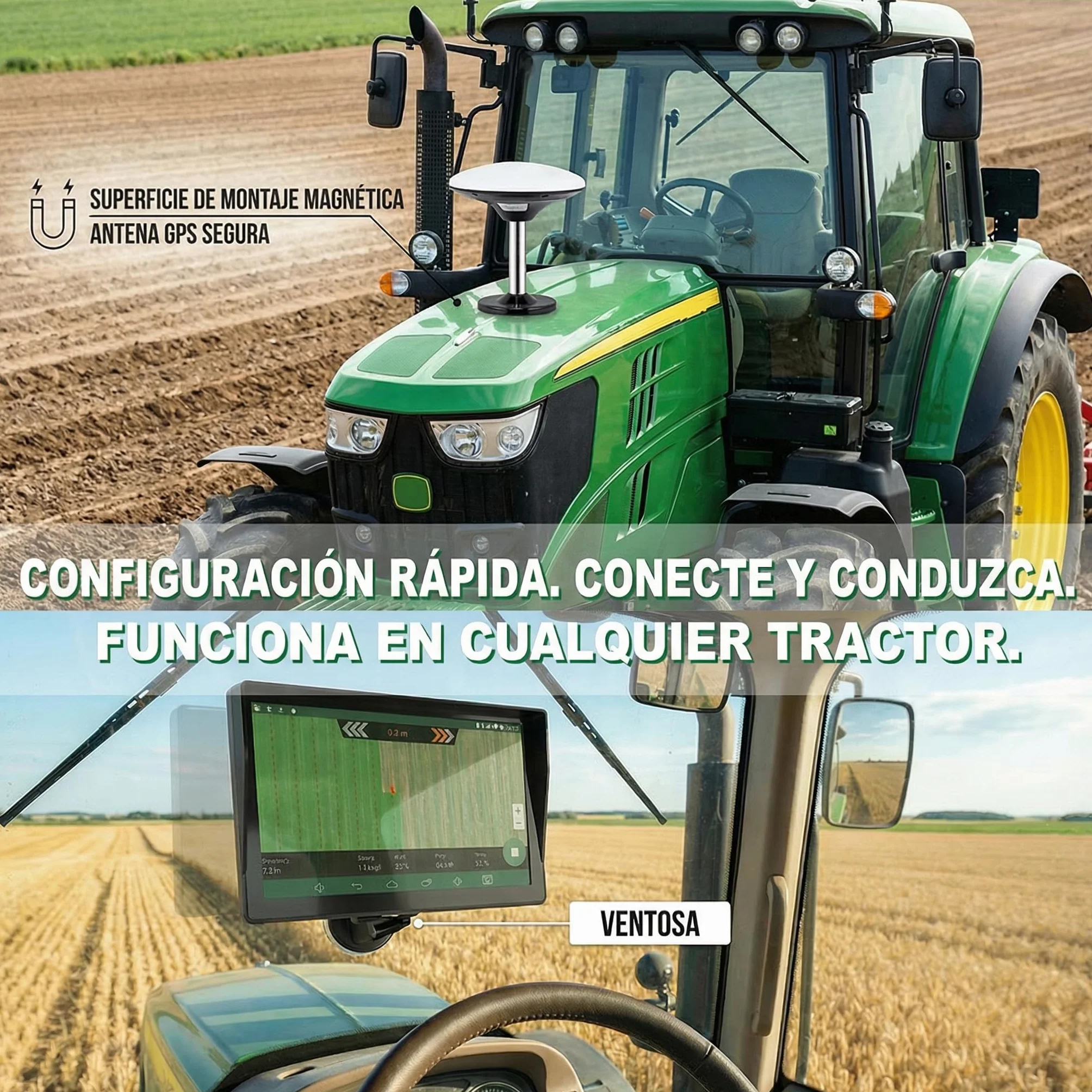 Navegador GPS para Tractor, Navegador Agrícola GNSS, Pantalla Táctil 9", Posicionamiento Automático