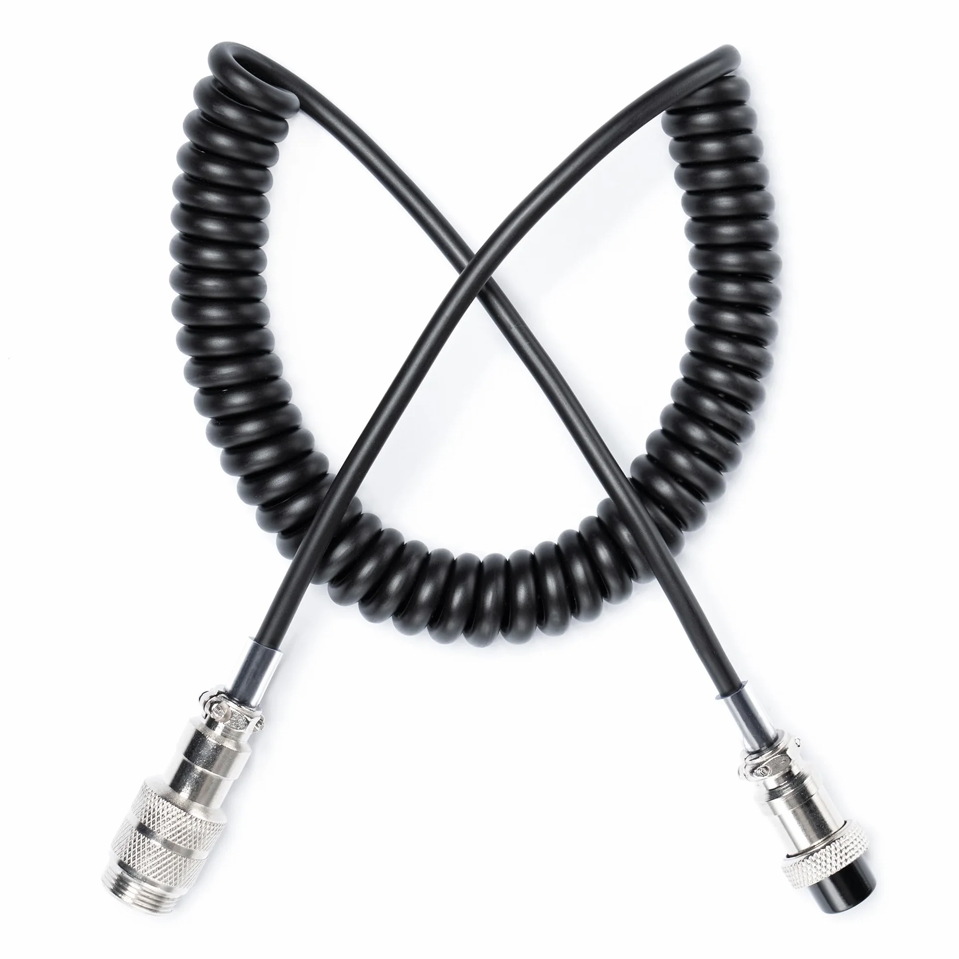 Fumei Adaptador de micrófono de 4 pines macho a hembra de 6 pines, cable en espiral duradero de 1,8 m, compatible con radio CB 880/980