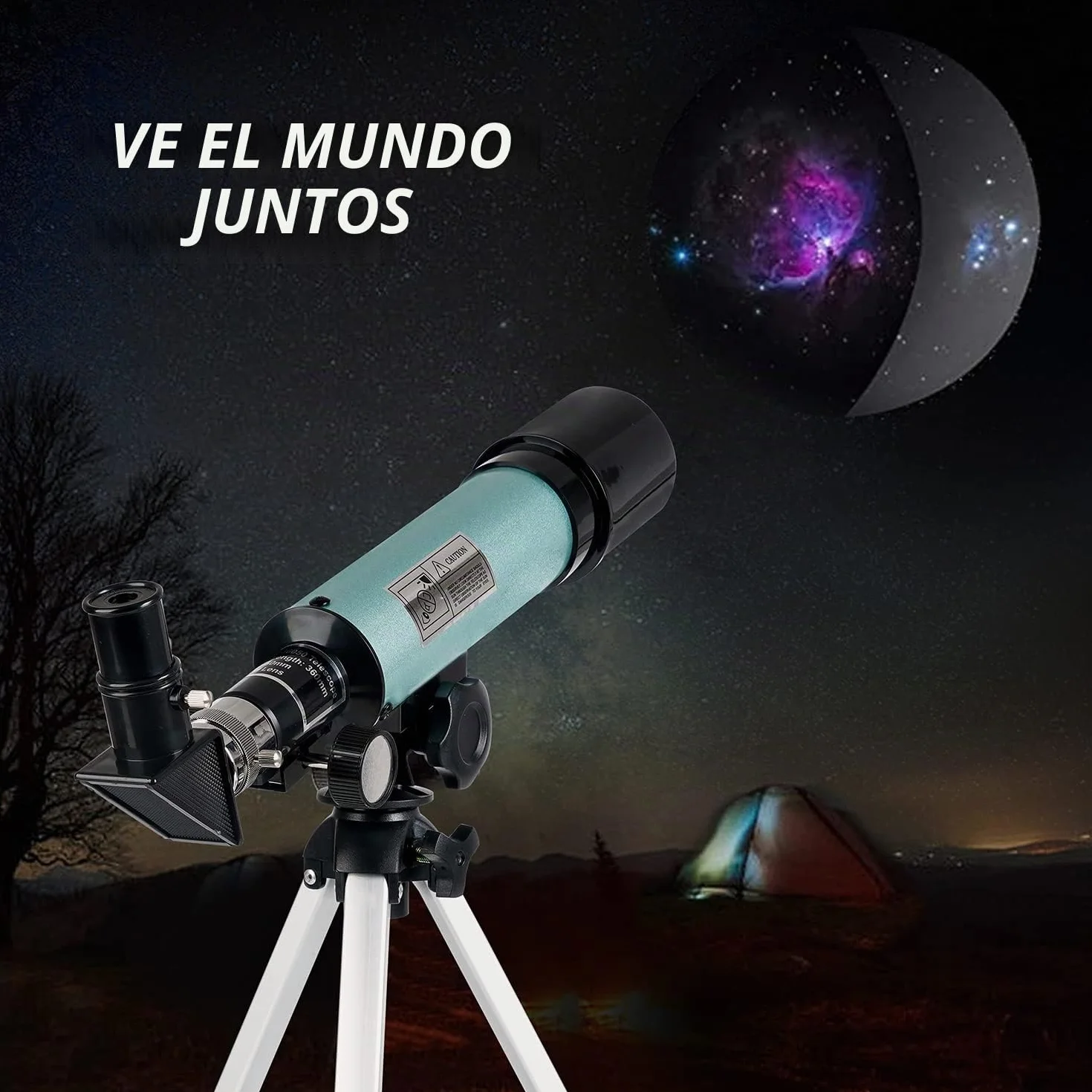 Telescopio Astronómico 360/50mm 90X Refractor con Trípode para Niños Adultos Observar Luna Aves