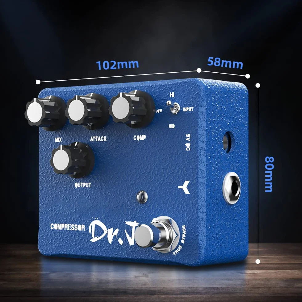 JOYO Pedal de compresor y pedal de impulso limpio con 3 bandas EQ efecto sostenido para guitarra eléctrica, bajo, diseño True Bypass (edición de gama alta D55)