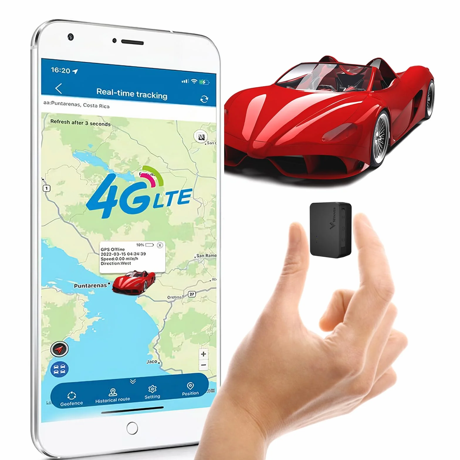 4G Localizador GPS para Coche con Tarjeta SIM 1500mAH Batería 60 Días Espera Rastreador GPS con Aplicación de Seguimiento en Tiempo Real 4G Tracker con Alarma Múltiples para 197 Países TK903