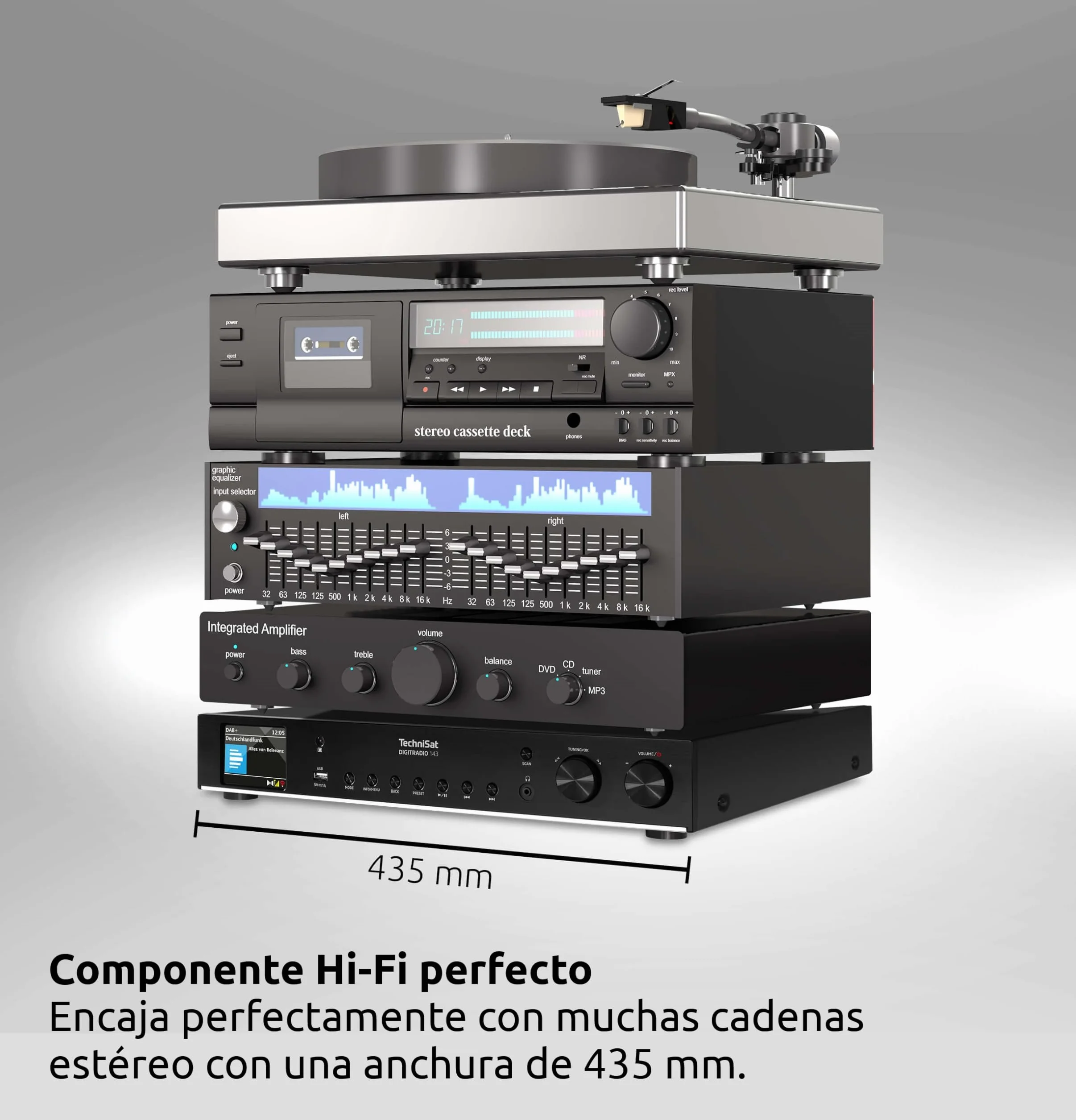 TechniSat DIGITRADIO 143 (V3) - Sintonizador HiFi de Radio por Internet (Radio Digital Dab+, transmisión de Audio Bluetooth, Spotify Connect, Antena de Lanzamiento, Control Remoto, Ancho de 43,5 cm)