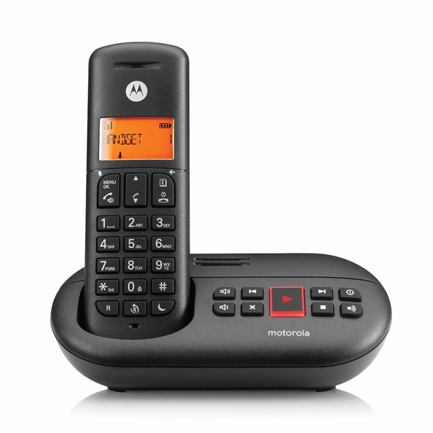 Motorola E211 Teléfono Inalámbrico Digital Contestador Automático 12 min Grabación, Negro