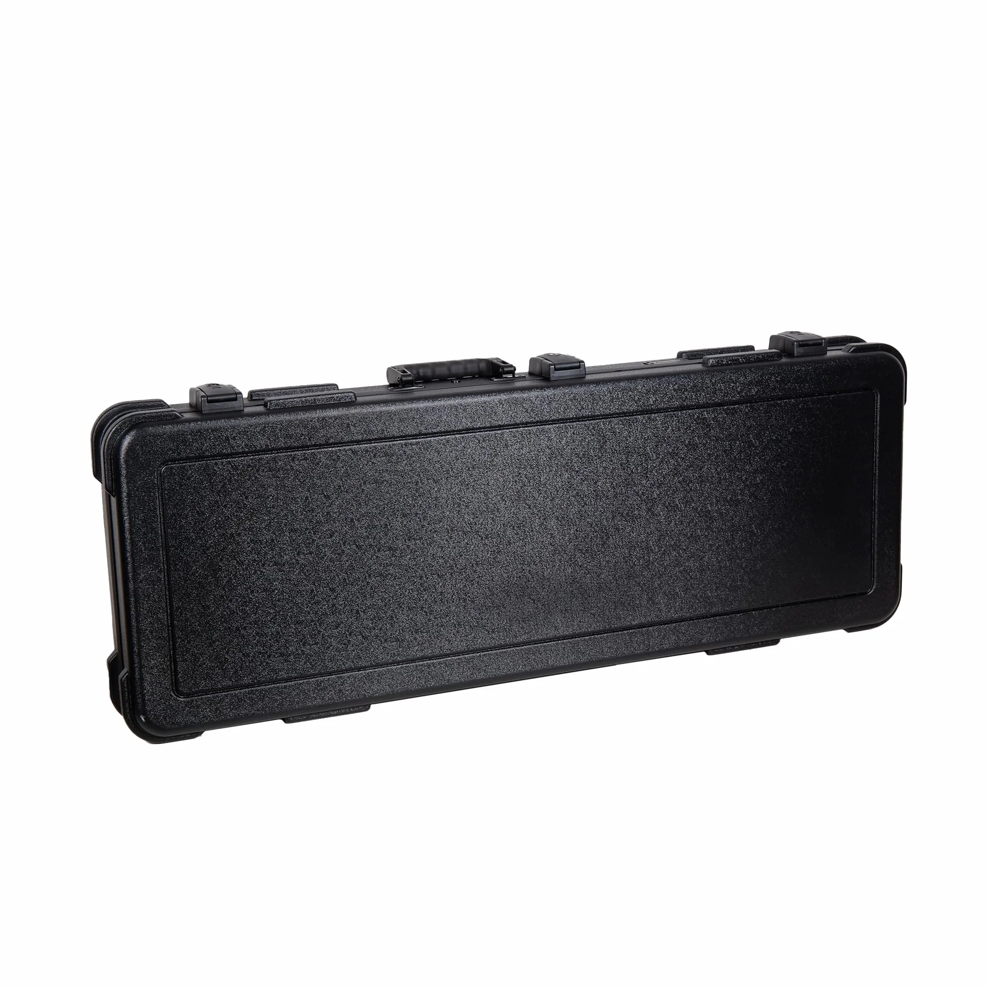 Crossrock Funda de Vuelo de Guitarra eléctrica ABS para Stratocaster y Telecaster, Acabado Negro Mate, Interior de Terciopelo borgoña, Cerradura TSA, Serie Moldeada