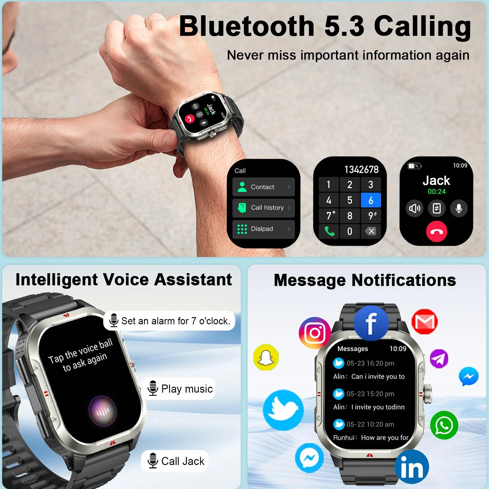 Reloj Inteligente Hombre con GPS, 2.06'' HD Smartwatch con Llamadas Bluetooth, IP68 Fitness Tracker con 110+ Modos Deportivos, Monitor de Sueño/Podómetro/Pulsómetro/SpO2 Smart Watch para Android iOS