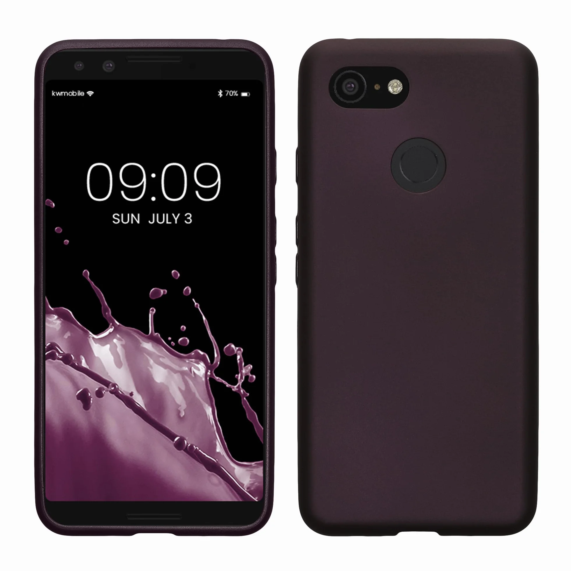 kwmobile Funda Google Pixel 3 Case TPU Silicona Ultrafino Antigolpes Carga inalámbrica Frambuesa metálico