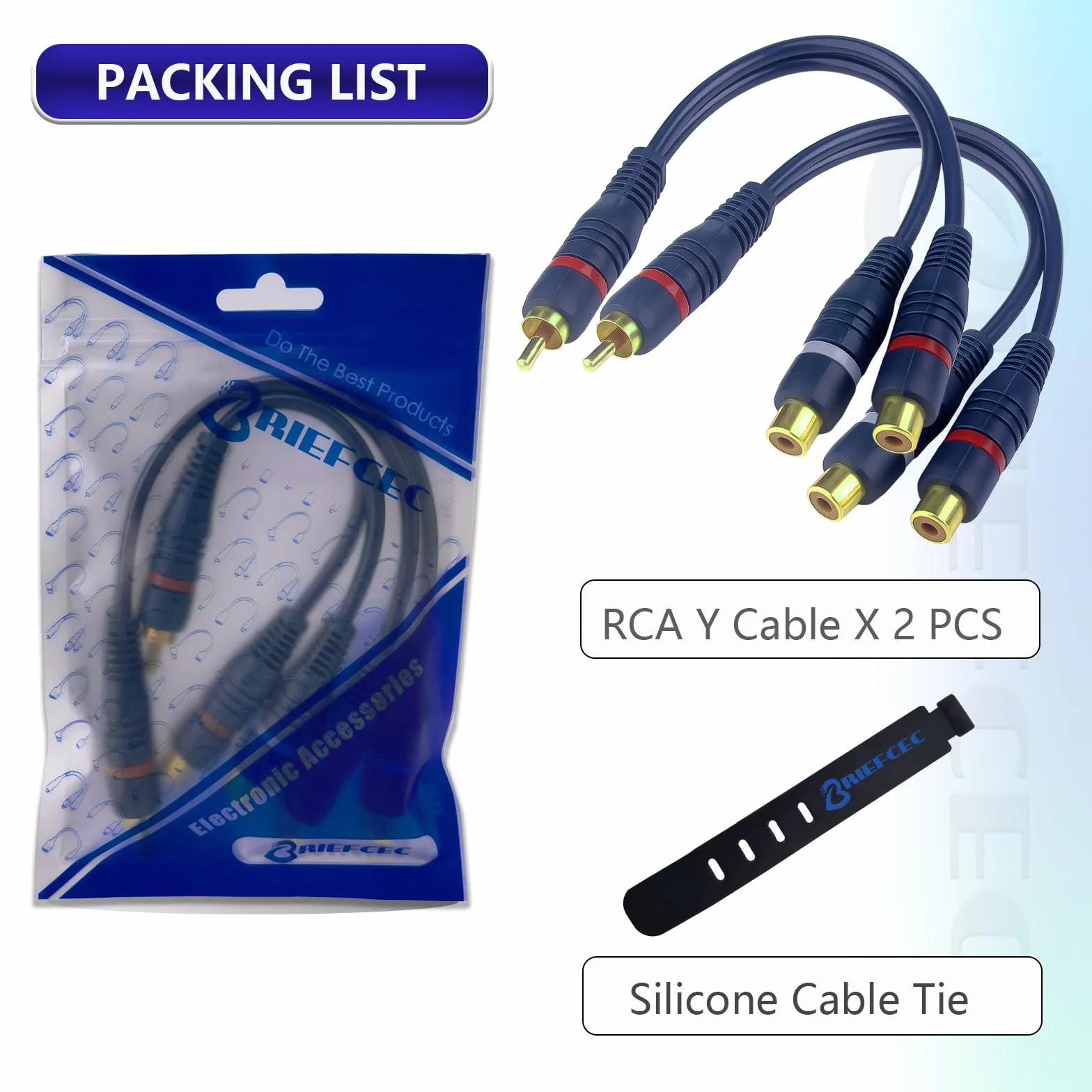 Adaptador Y para cable splitter Cinch de 15 cm, para subwoofer compatible con Phono, AV, audio coaxial y cables RCA (1 conector macho a 2 jacks hembra, 2 unidades, color azul)