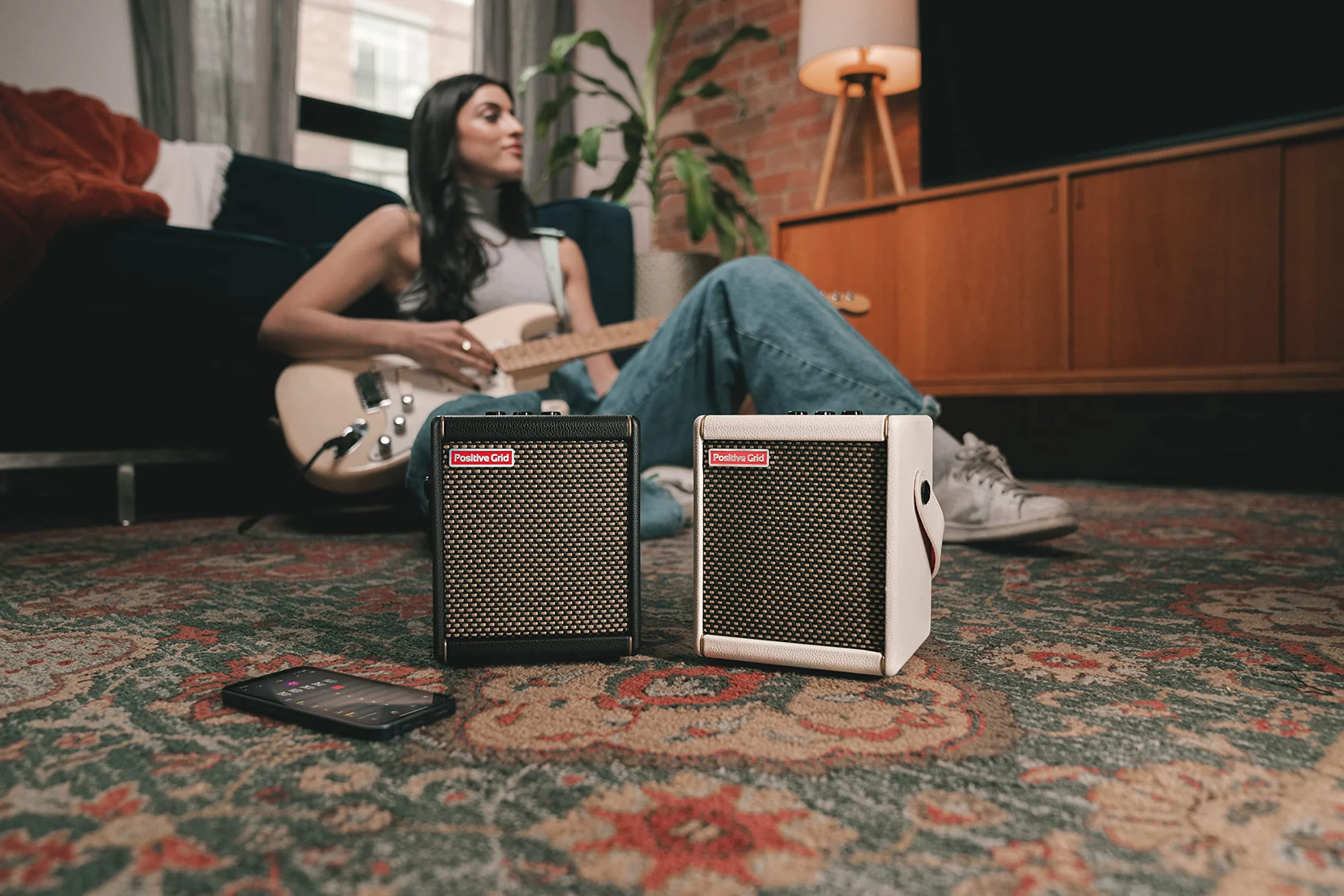 Positive Grid │ Amplificador de Guitarra Spark Mini │ Mini Amplificador portátil de 10W para Guitarra eléctrica, bajo y Guitarra acústica (Negro)