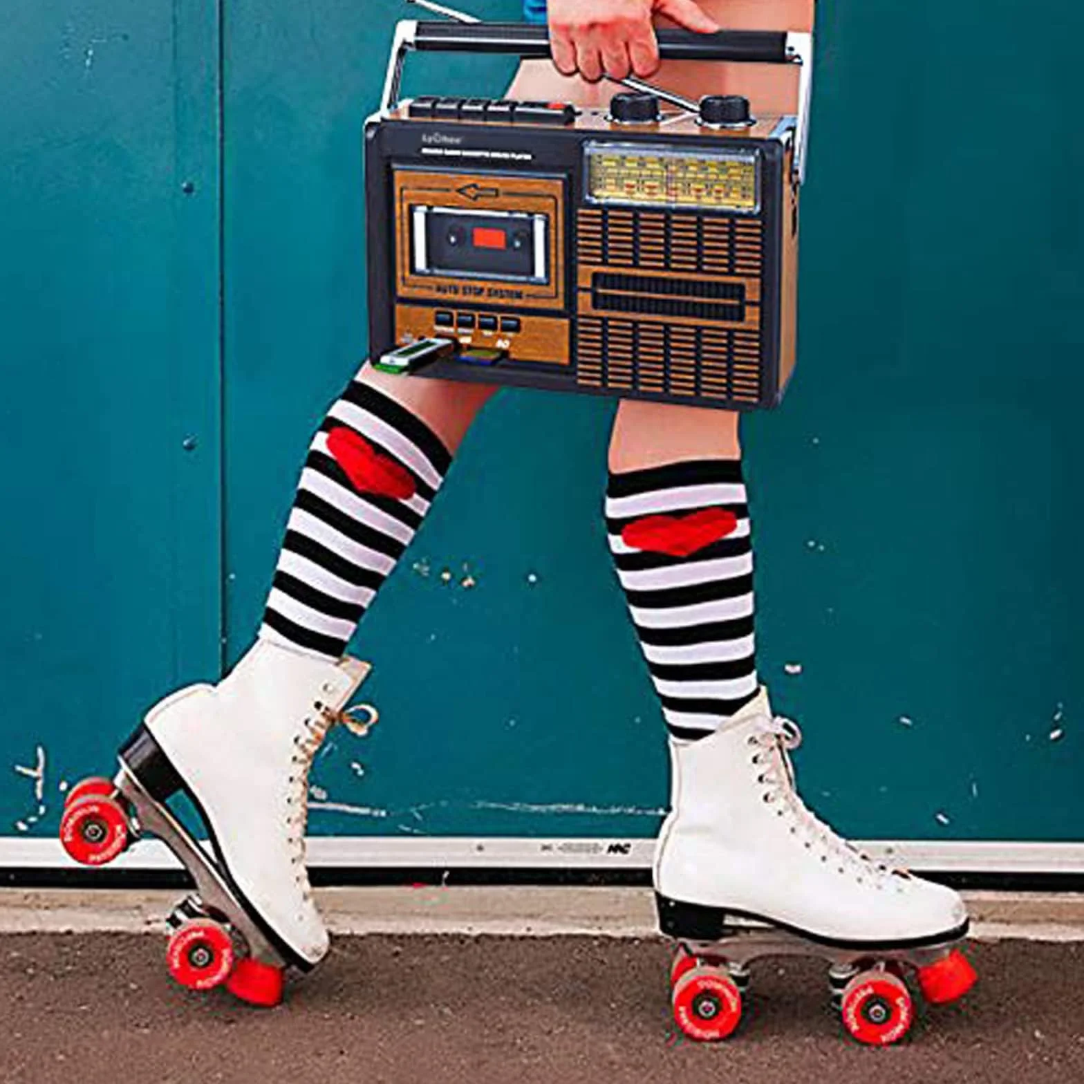 Lychee Boombox Grabador Reproductor Cassette Retro Portátil Radio AM/FM/SW1-2 Cuatro Bandas SD USB Marrón