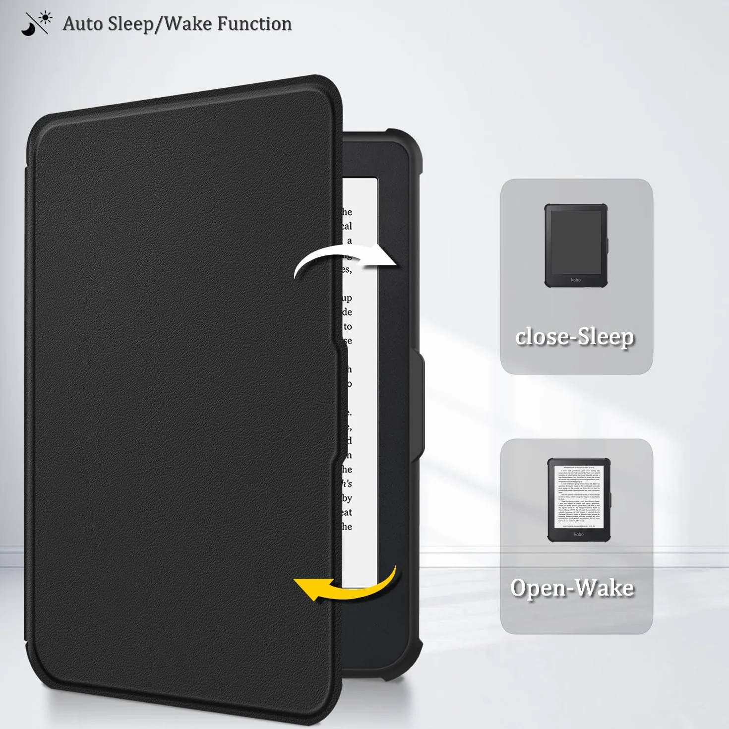 Funda Kobo Clara Colour 2024 / Kobo Clara BW 2024 / Kobo Clara 2E 2022, 6" ebook reader Sleep Cover, Negro