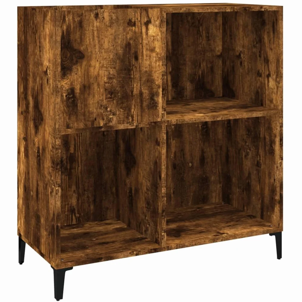 ZEYUAN Mueble Discos Madera contrachapada Roble Ahumado 84,5x38x89 cm, Estanteria CD, Mueble Tocadiscos, Mueble para Discos, Mueble para Vinilos, Mueble para Tocadiscos - 832002