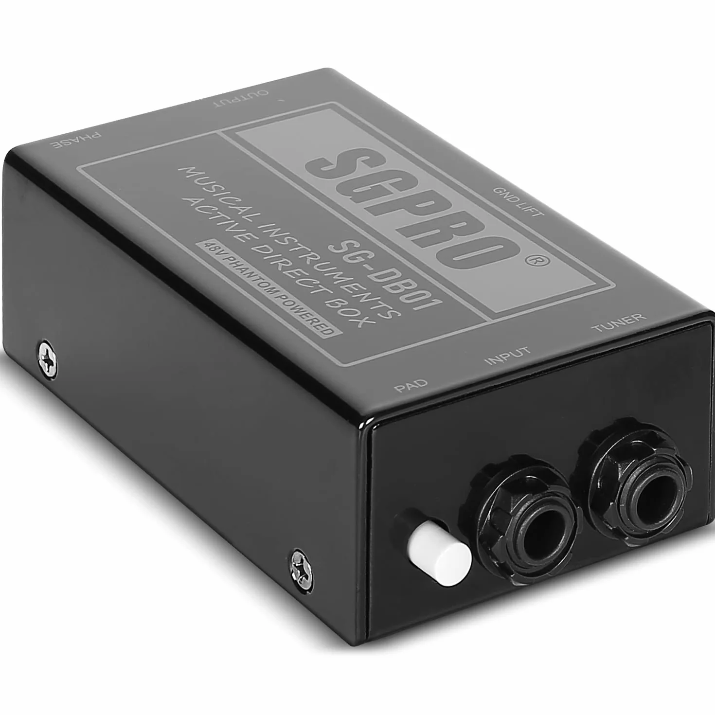 SGPRO Active Direct Box, DI Box para Instrumentos en Vivo o de Grabación como Guitarra y Teclado Actuación en Vivo o Estudio 1/4 de Pulgada a XLR, Alimentado por Fantasmas y Levantamiento de Tierra