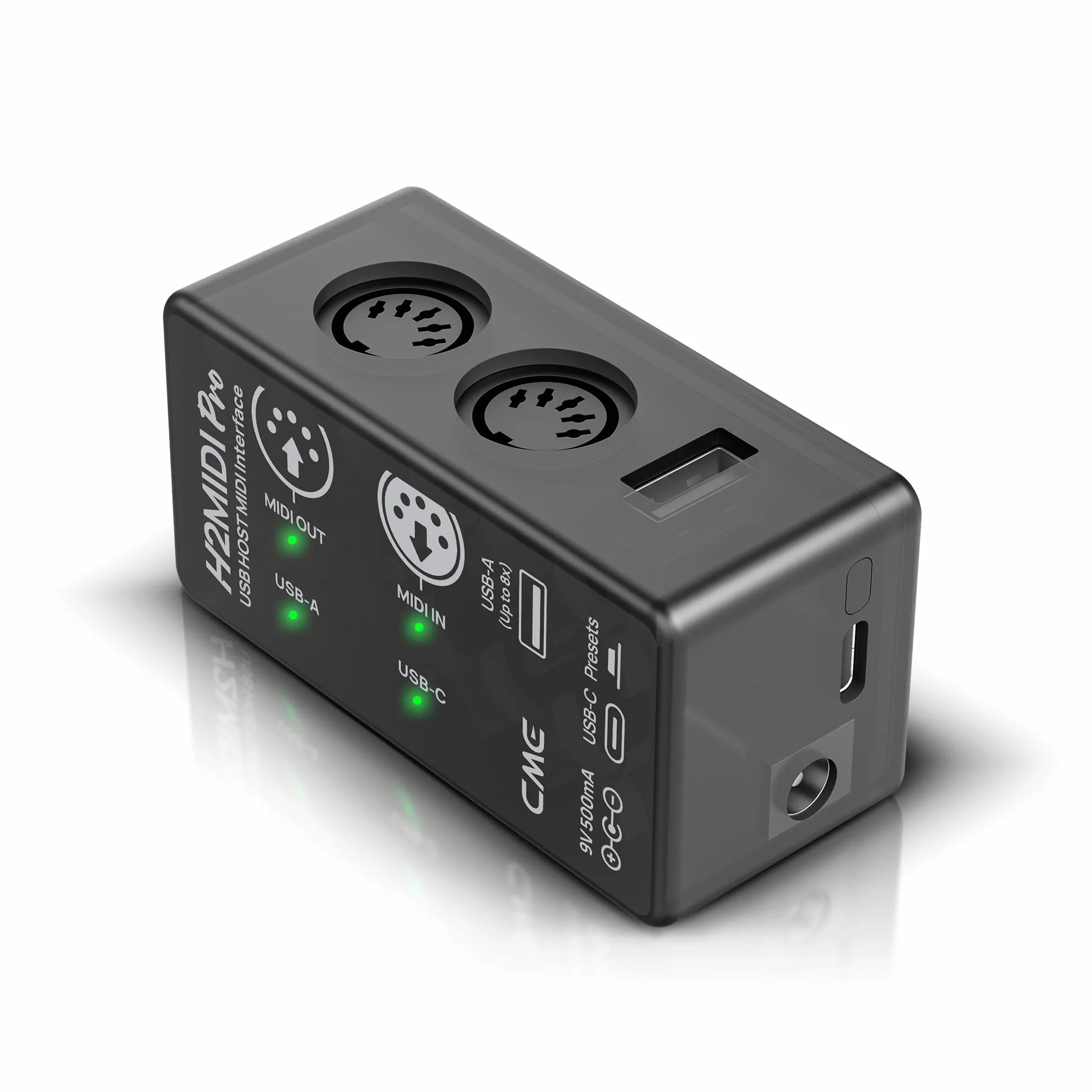 CME H2MIDI Pro - Interfaz MIDI USB Host compacta y versátil con router, filtro, mapper, procesador de 32 bits y doble fuente de alimentación para guitarristas y productores