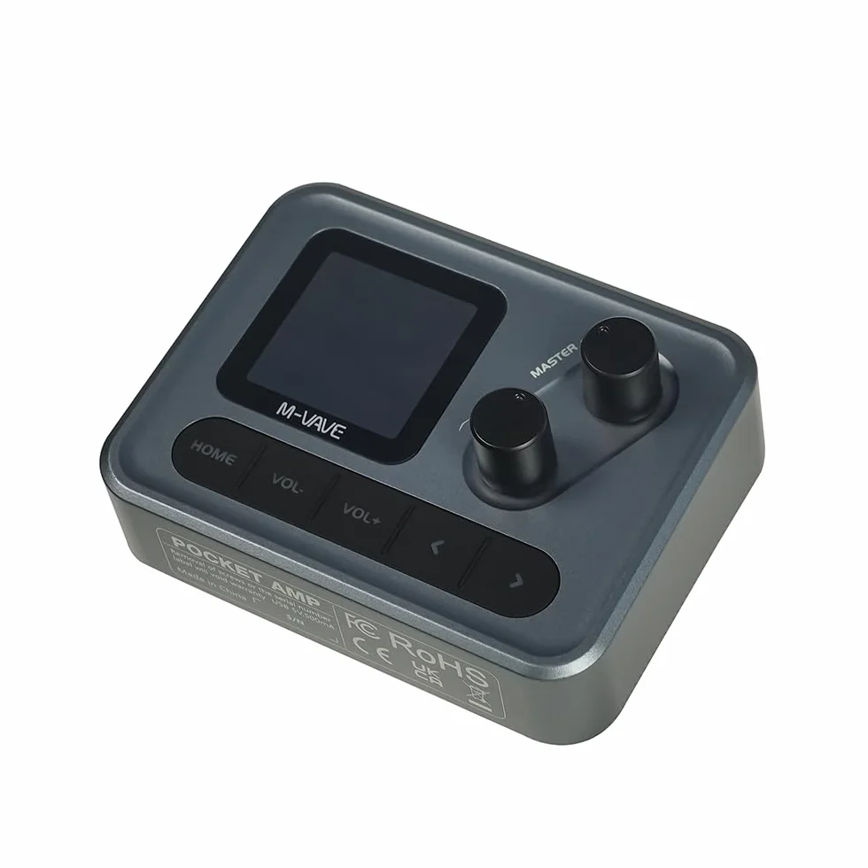 M-VAVE POCKETAMP – Simulador de amplificador multiefectos compacto para guitarra y bajo con pantalla LCD, audio USB, Bluetooth y batería recargable