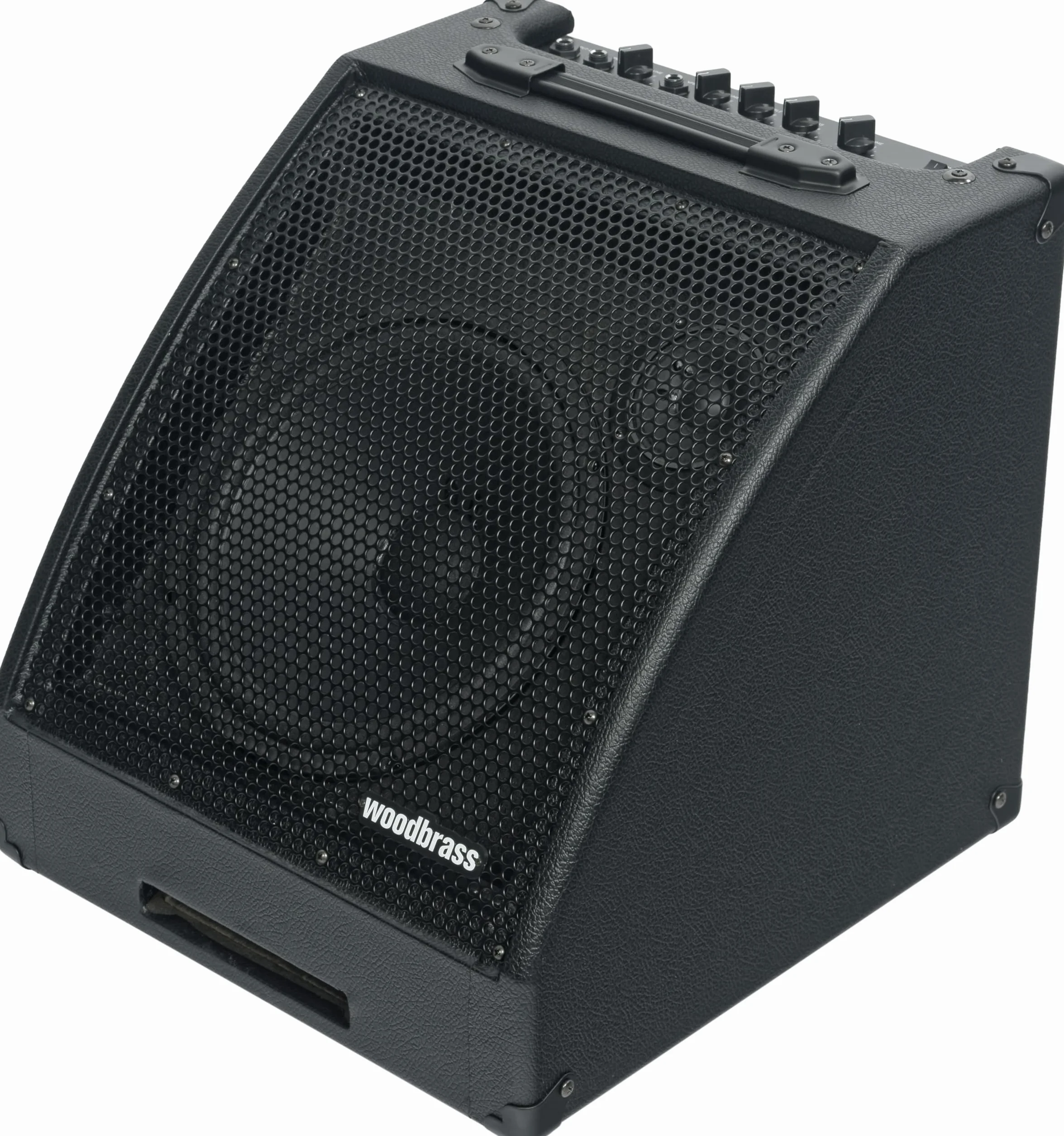 Woodbrass D30BT - Amplificador para batería electrónica (amplificador Bluetooth de 30 W, ideal para baterista principiante, aficionado, pro, potente, robusto, pan, inclinado: perfecto para jugar en