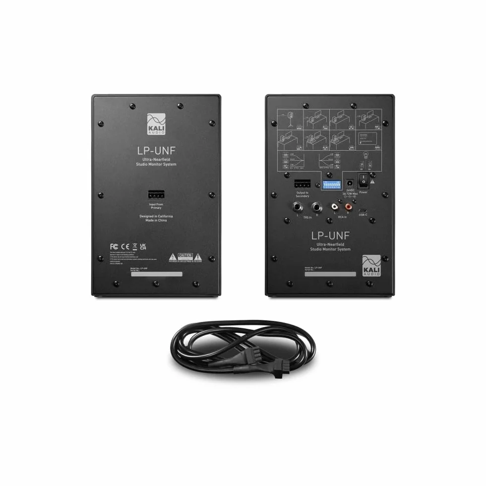 Kali Audio - LP-UNF-EU Par de monitores Ultra cercano biamplificados de 160 vatios, Sistema de Sonido, Monitor de Estudio, Ecualizador de límite, conectividad Hi-Fi con Bluetooth/USB-C,TRS,RCA, Negro
