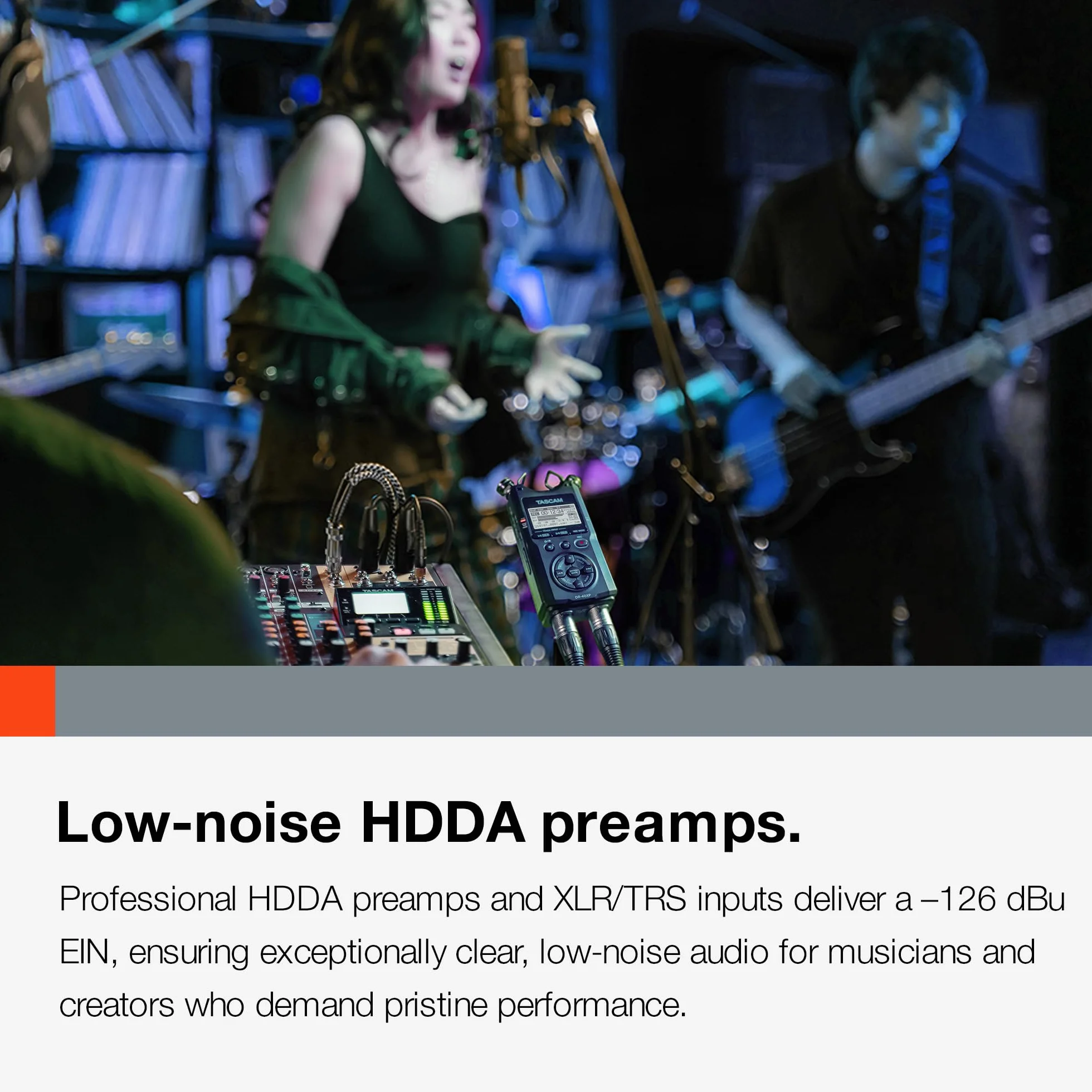 TASCAM DR-40XP - Grabadora portátil de campo de mano flotante de 4 canales de 32 bits e interfaz de audio USB-C, con 2 entradas XLR/TRS y micrófonos ajustables para música, audio para video y
