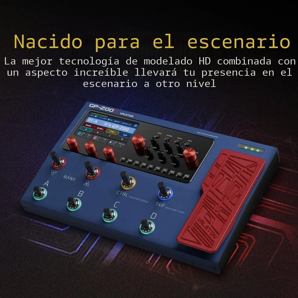 VALETON Guitarras Bajo Pedal de Efectos Multi-Efectos Procesador Guitarras Bajo Modeling IR Gabinets Simulación con FX Loop MIDI I/O Expression Pedal estéreo OTG USB GP-200X