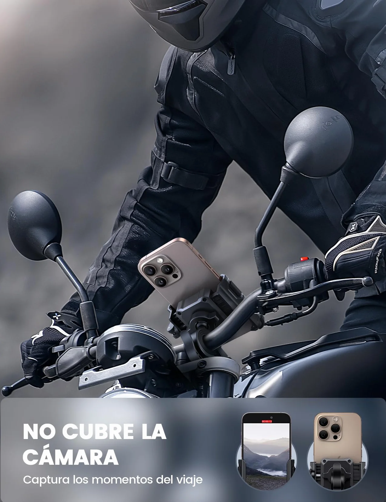 Lamicall Soporte Bicicleta Moto 360° Rotación 4,7-7" Smartphone iPhone Samsung Xiaomi