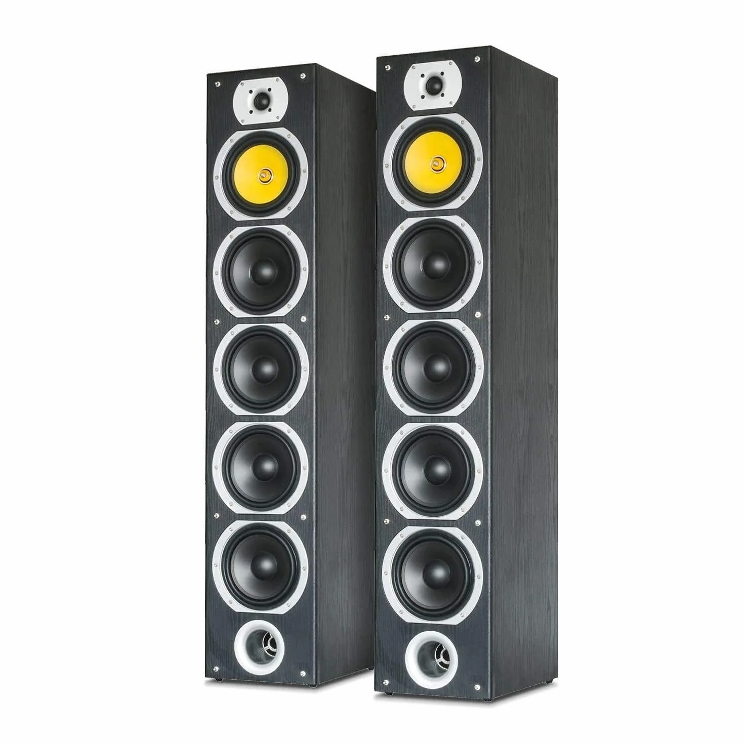 Fenton SHFT57b Altavoces de Suelo HiFi, 4 vías, 4 woofers 6.5", 600W, Sonido Envolvente, Cine en Casa, Negro
