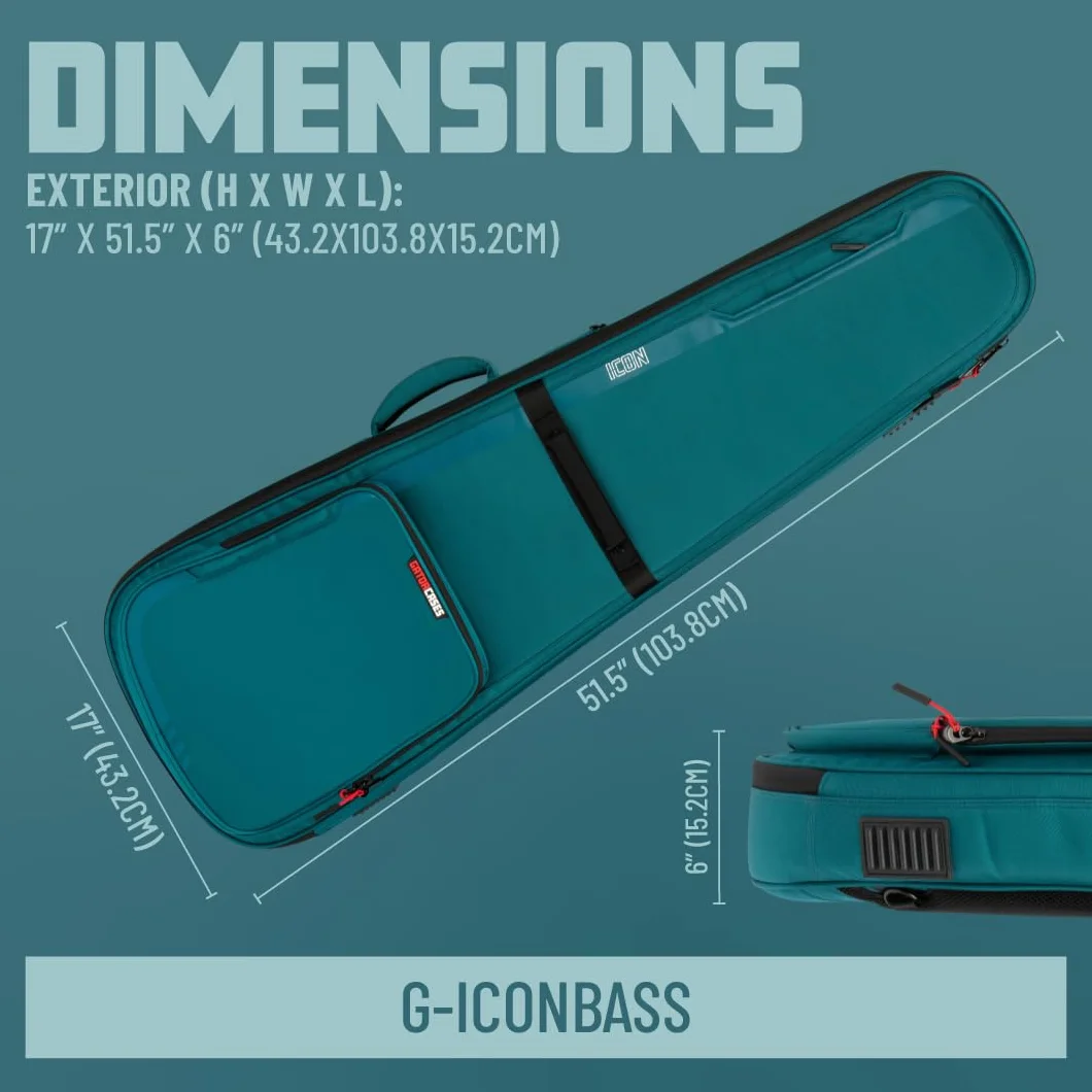 Gator Cases Icon Series Gig Bag Premium Resistente a la Intemperie para Bajos con Cremallera TSA; Negro (G-ICONBASS)
