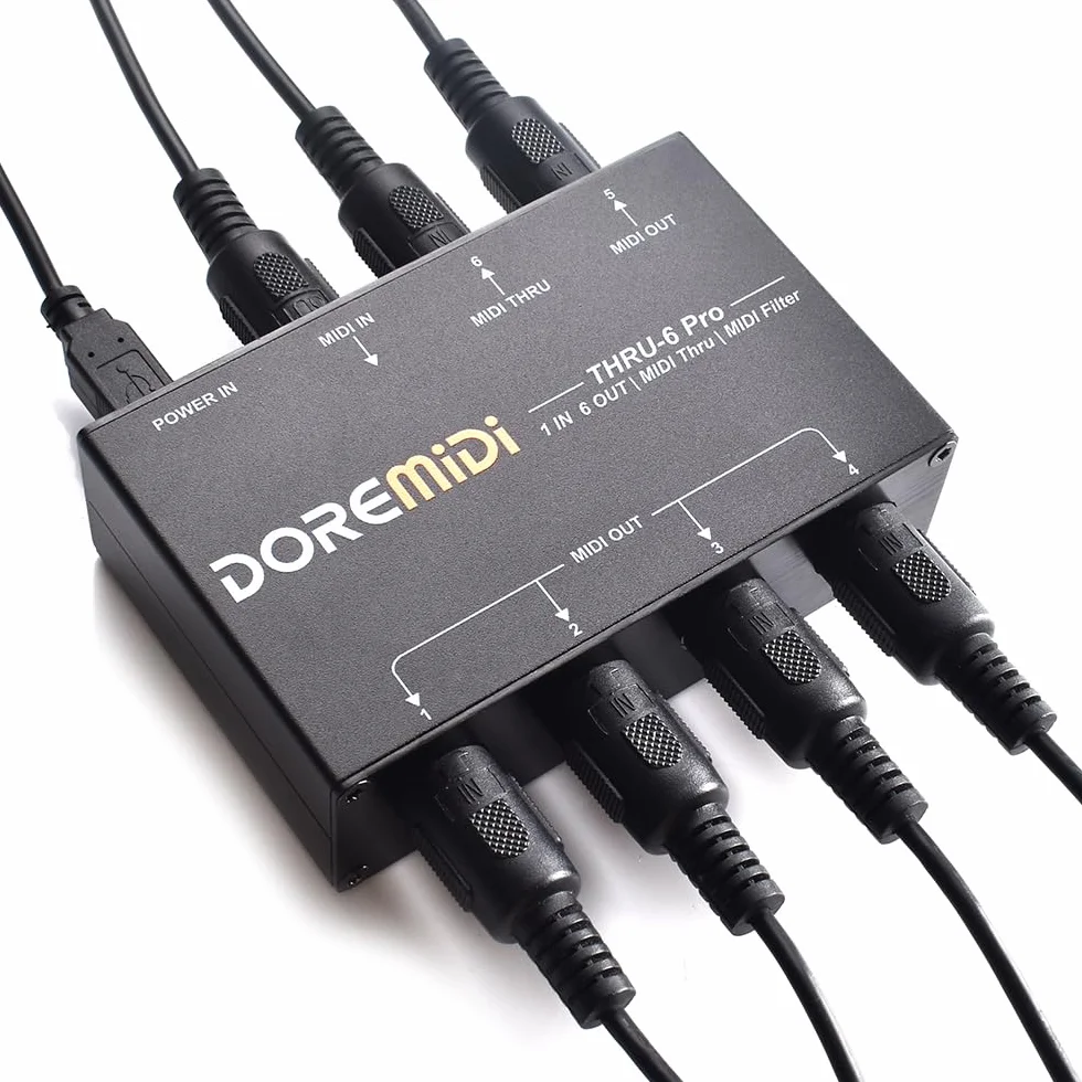 MIDI DOREMiDi THRU-6 Pro Box divisor y filtro para convertir 1 entrada en 6 salidas MIDI + salida USB