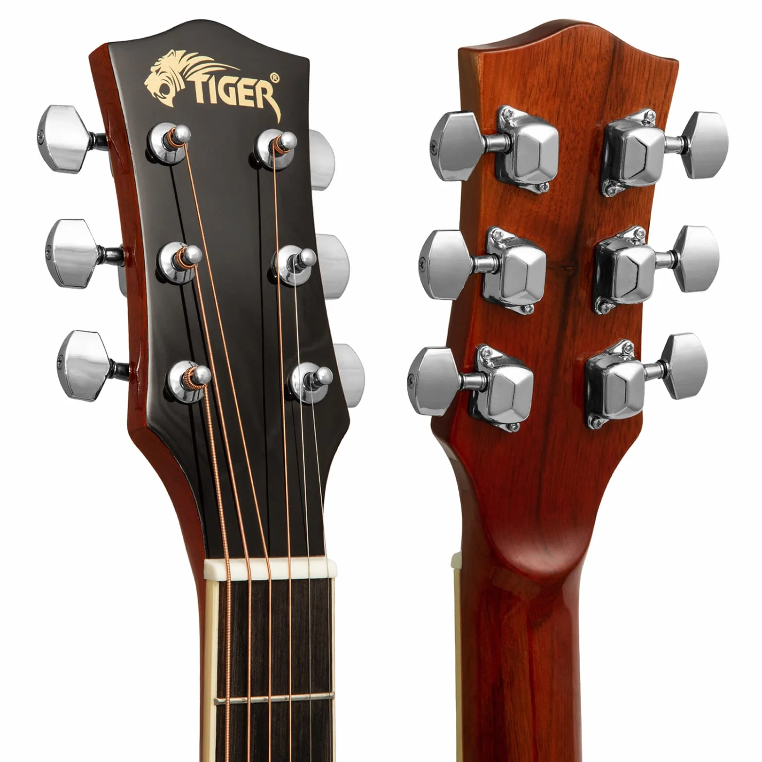 TIGER ACG4-SB Guitarra electroacústica para estudiantes de tamaño completo con ecualizador incorporado, funda, correa, cuerdas de repuesto y púas - Sunburst