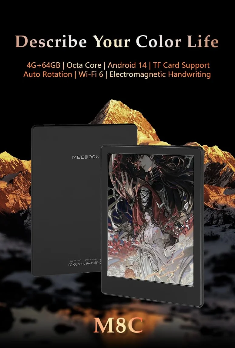 Meebook M8C 7,8" Color eReader Android 14 Octa-Core 4GB 64GB Negro