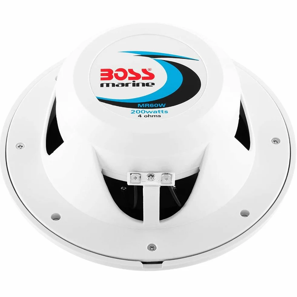 2 Altavoces Marinos Compatible con Boss Audio MR60W 2 vias 6.5" 16.50 cm 165 mm 100 vatios rms 200 vatios máx Barco Piscina mar Impermeable, Pareja + 5 Stickers Gratis