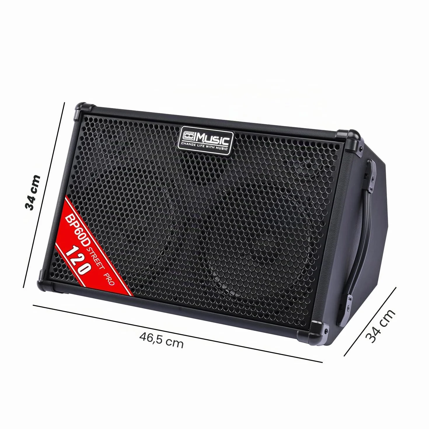 Coolmusic BP60D 60 W x 2 Altavoz Amplificador de Guitarra acústica Alimentado por batería, Altavoz Bluetooth portátil con Efecto de retardo de Coro de reverberación, 7 entradas
